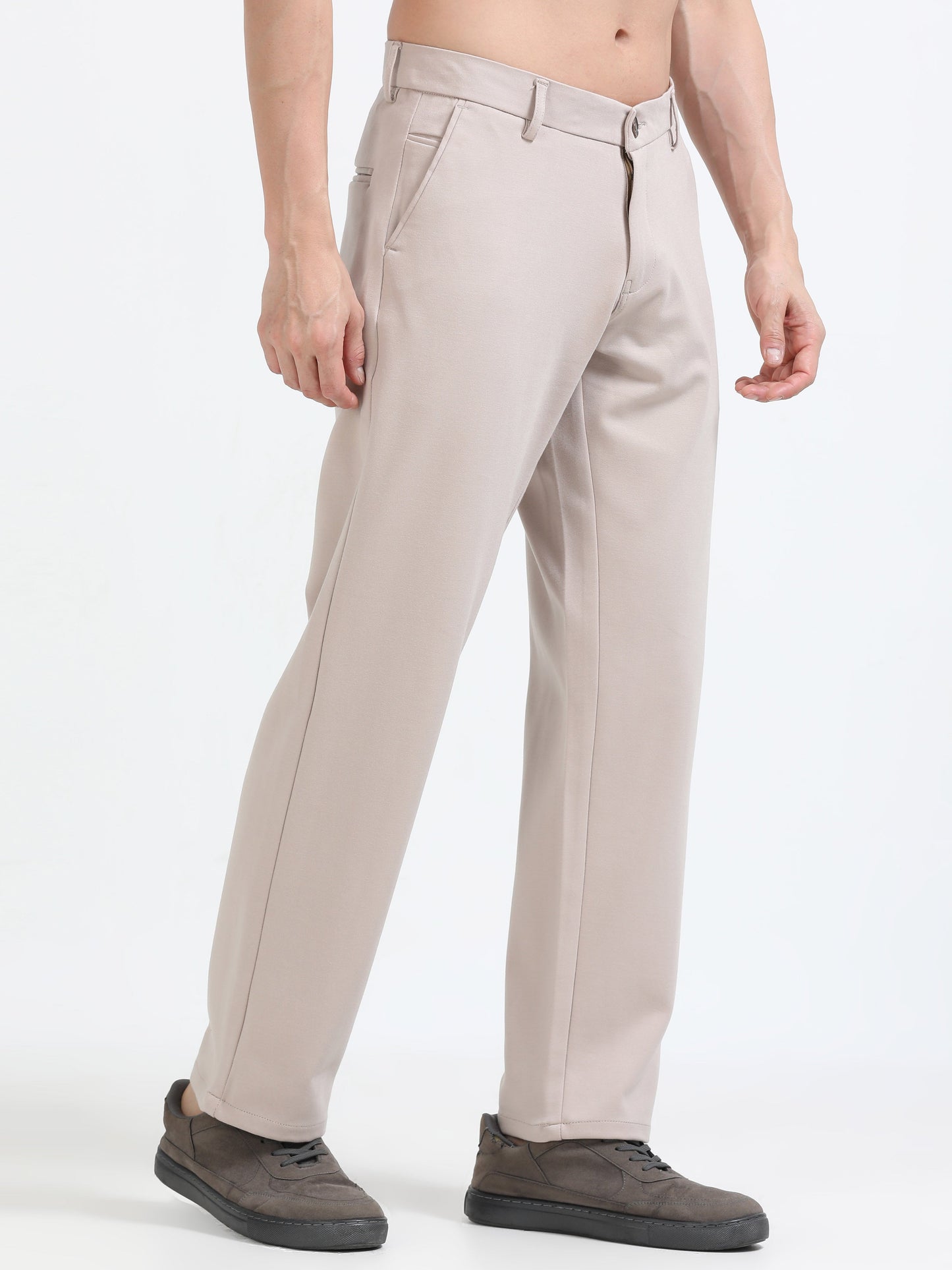 Men Tencil Leisure Trousers-Beige
