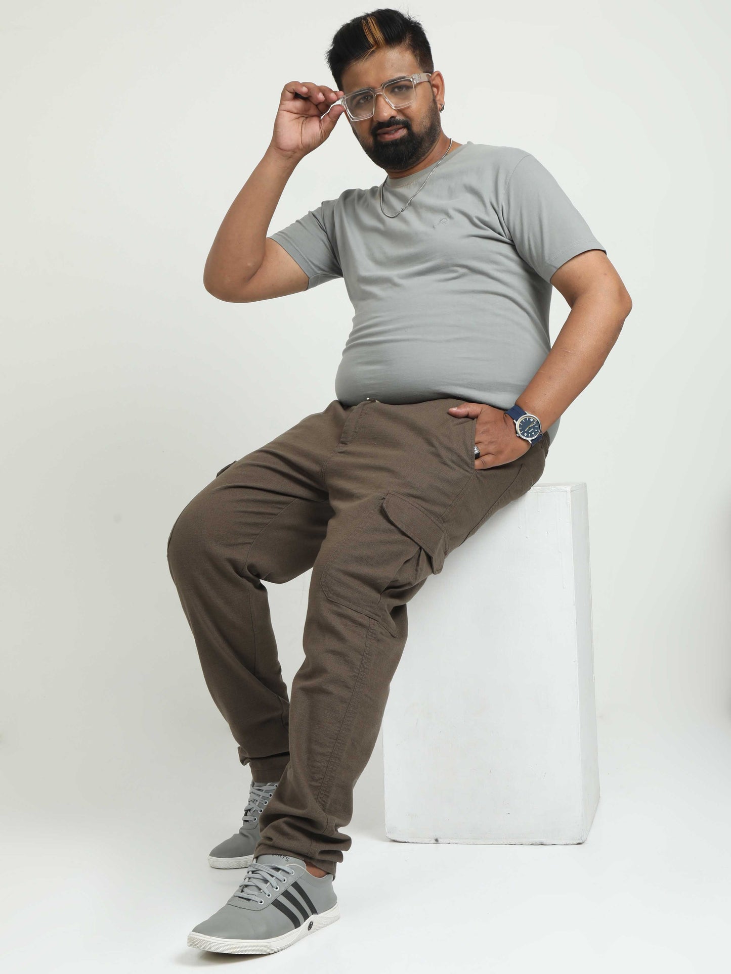 Men Lazy Linen Plus - Brown