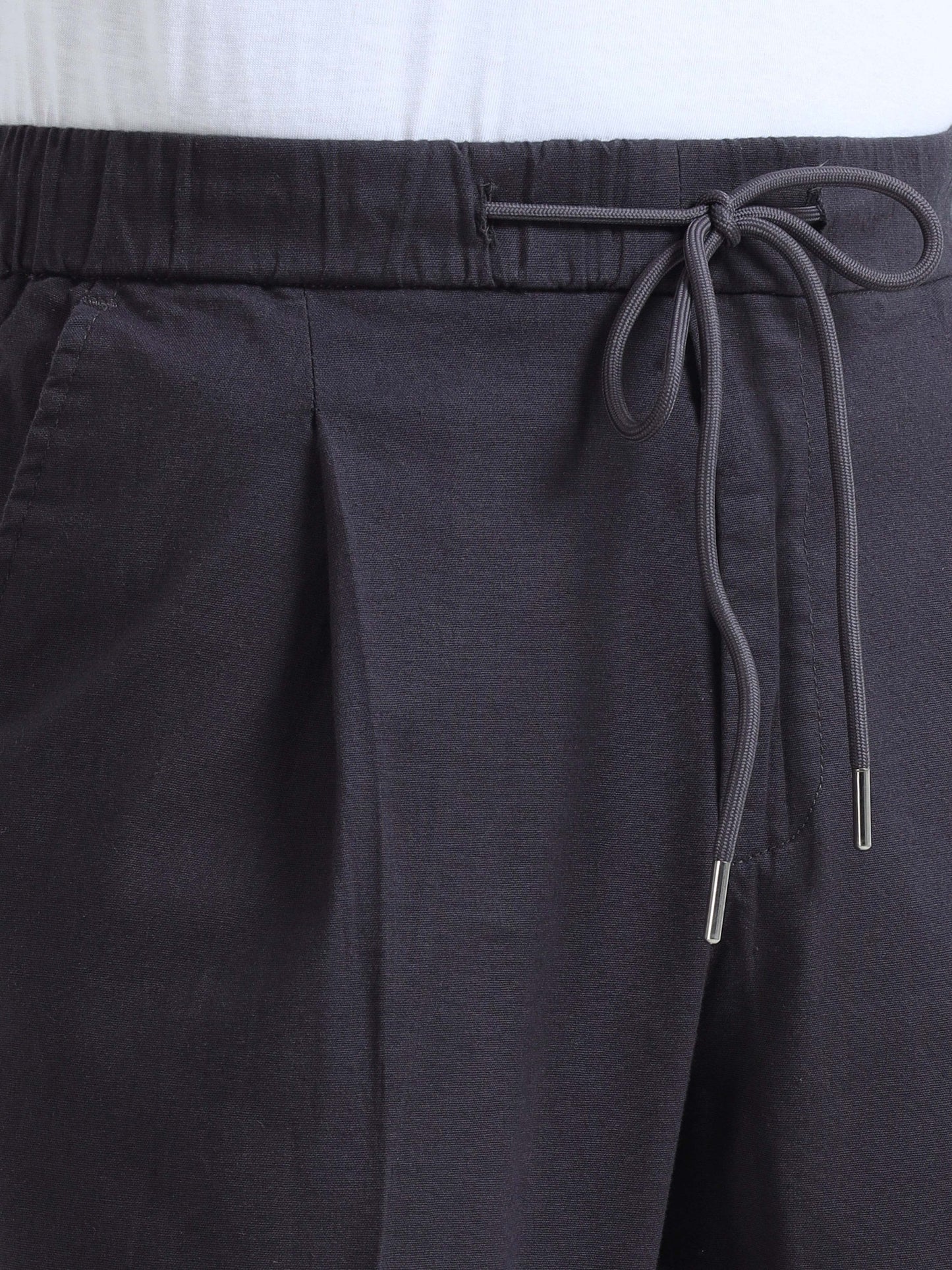 Men Lazy Linen Pleat Pant-Dark Grey