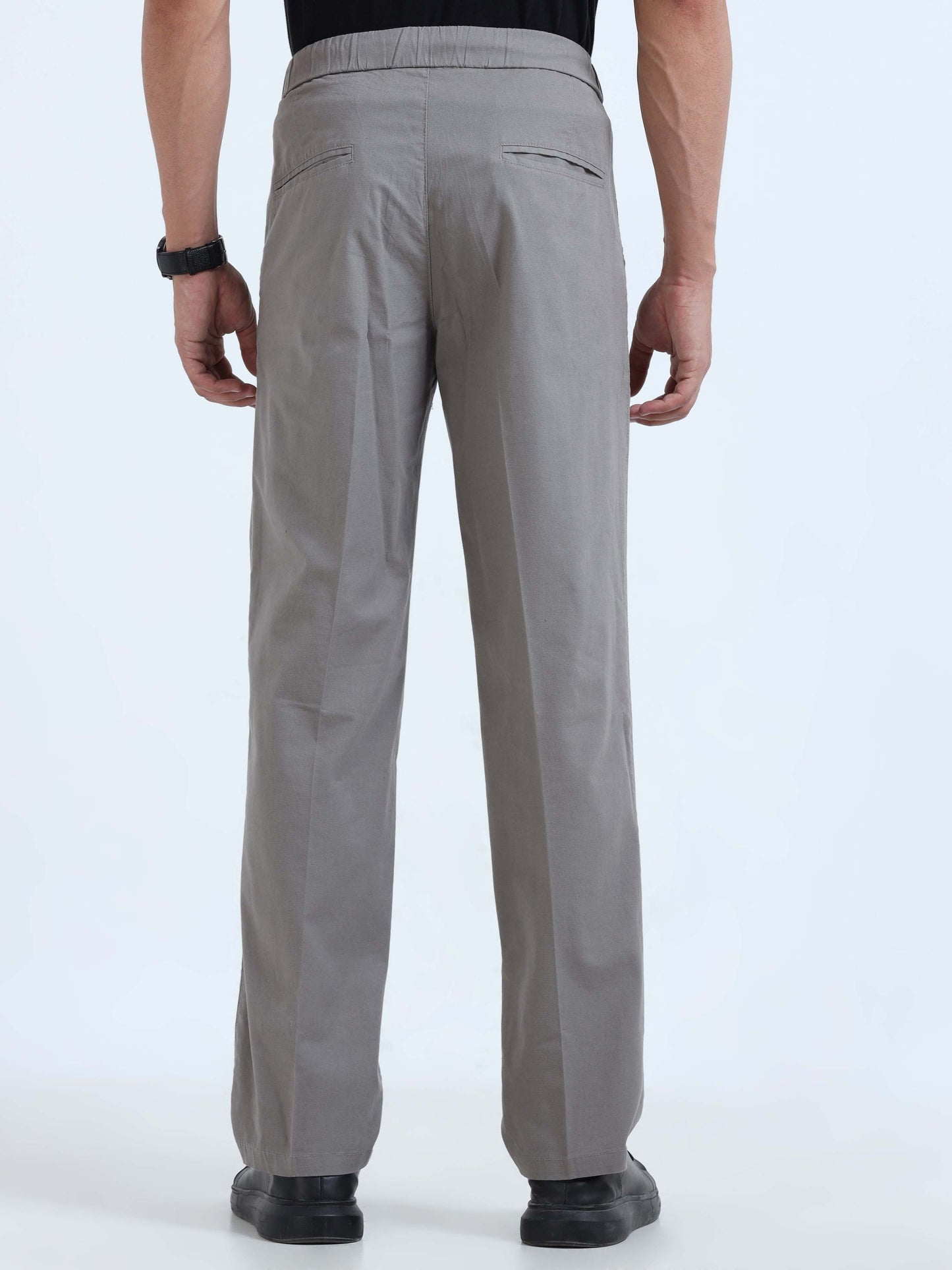 Men Lazy Linen Pleat Pant-Lt Grey
