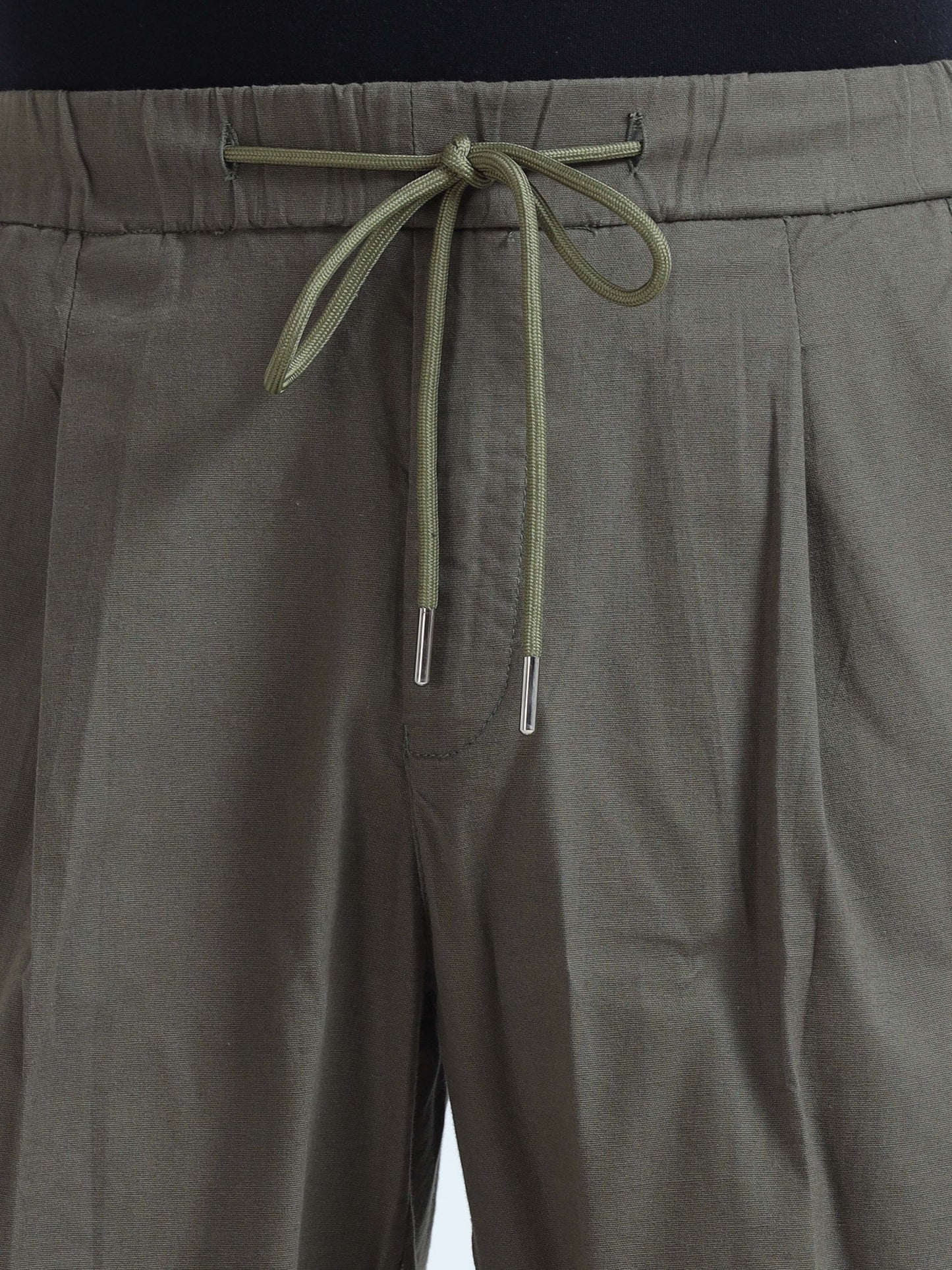 Men Lazy Linen Pleat Pant-Olive