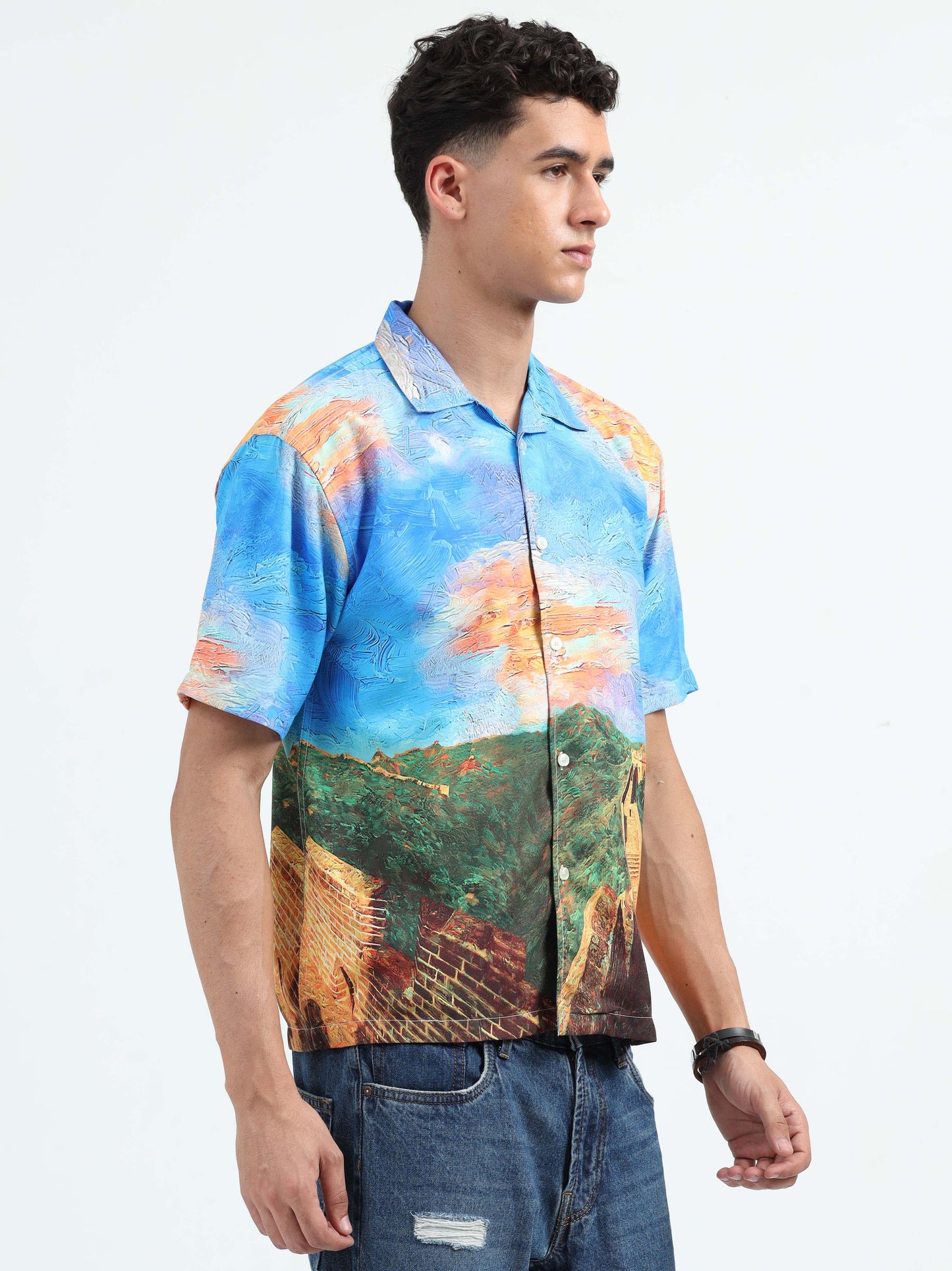 Men Great Wall of China Oversized Shirts-Great Wall of China
