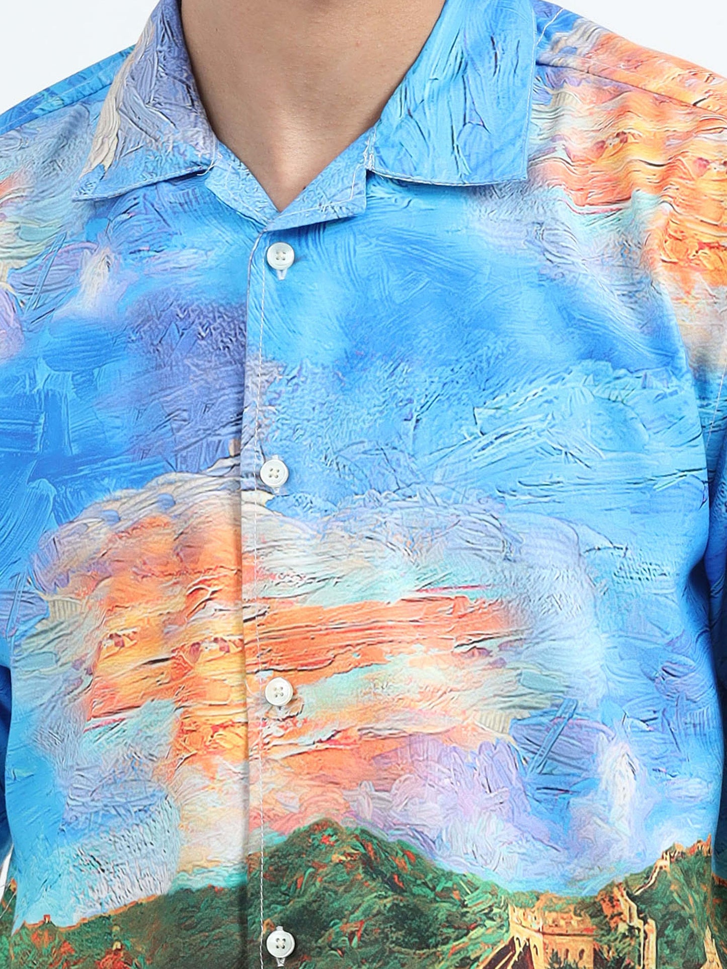 Men Great Wall of China Oversized Shirts-Great Wall of China