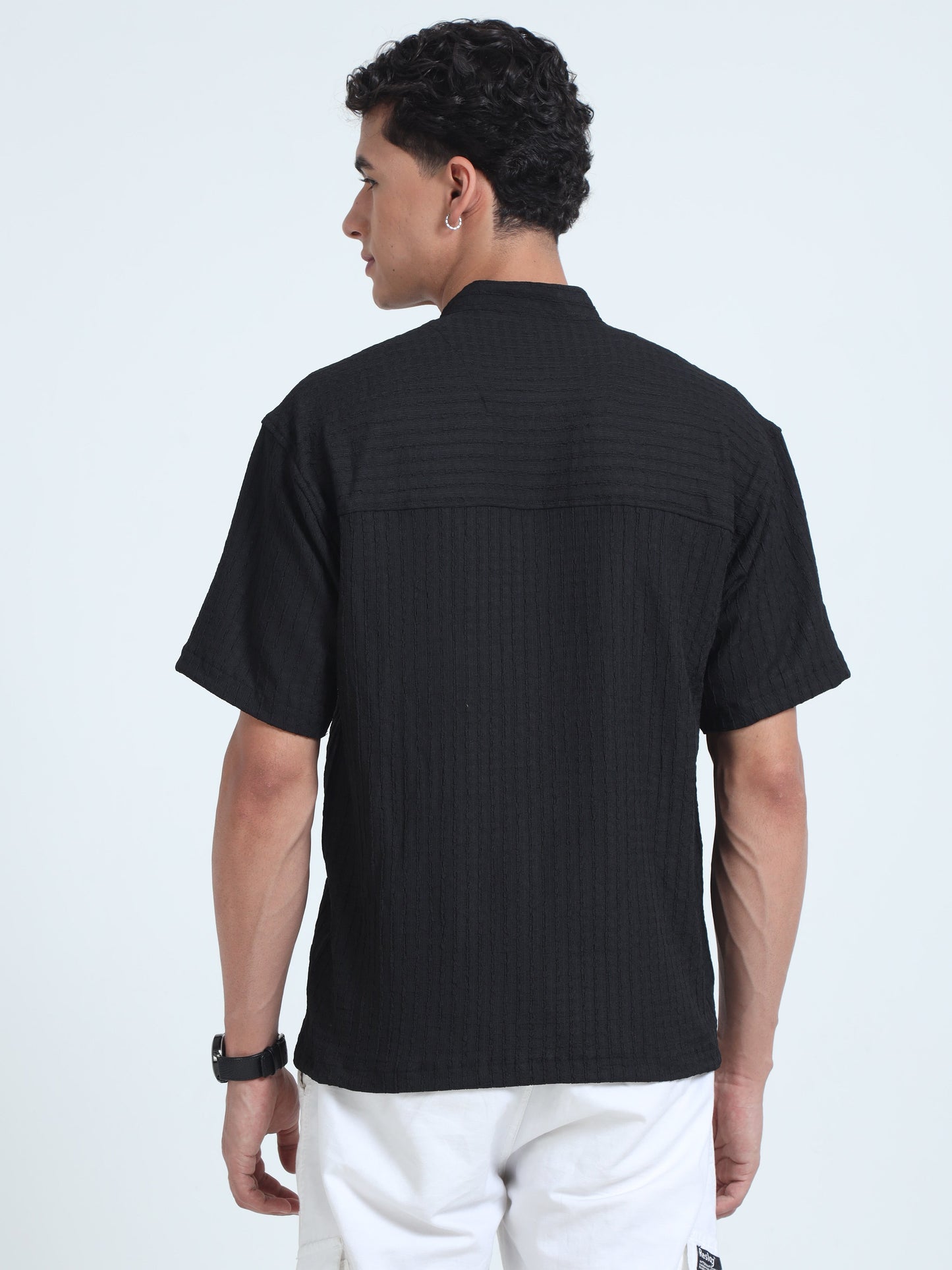 Men Summer Floruit Shirts-Black