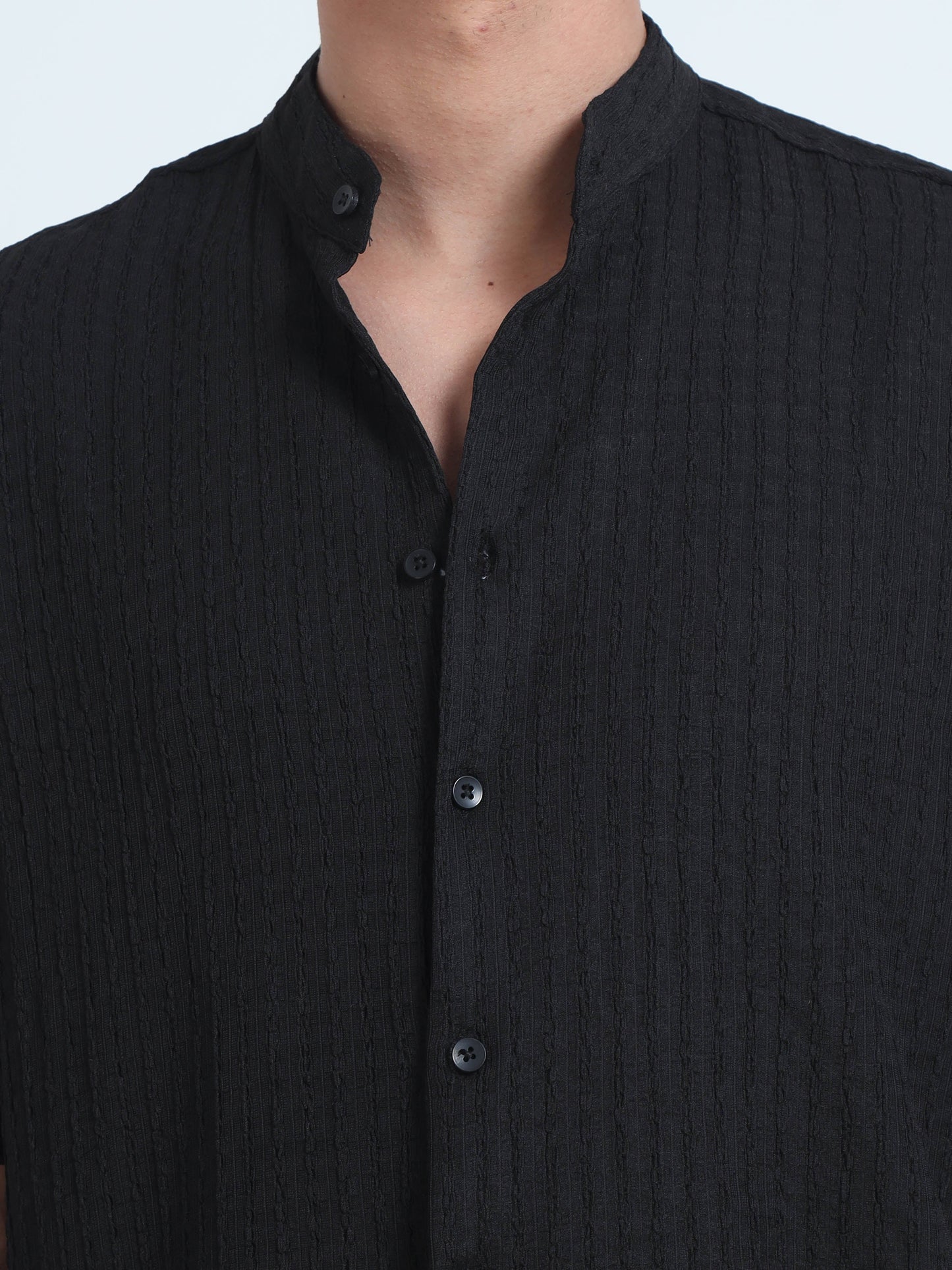 Men Summer Floruit Shirts-Black