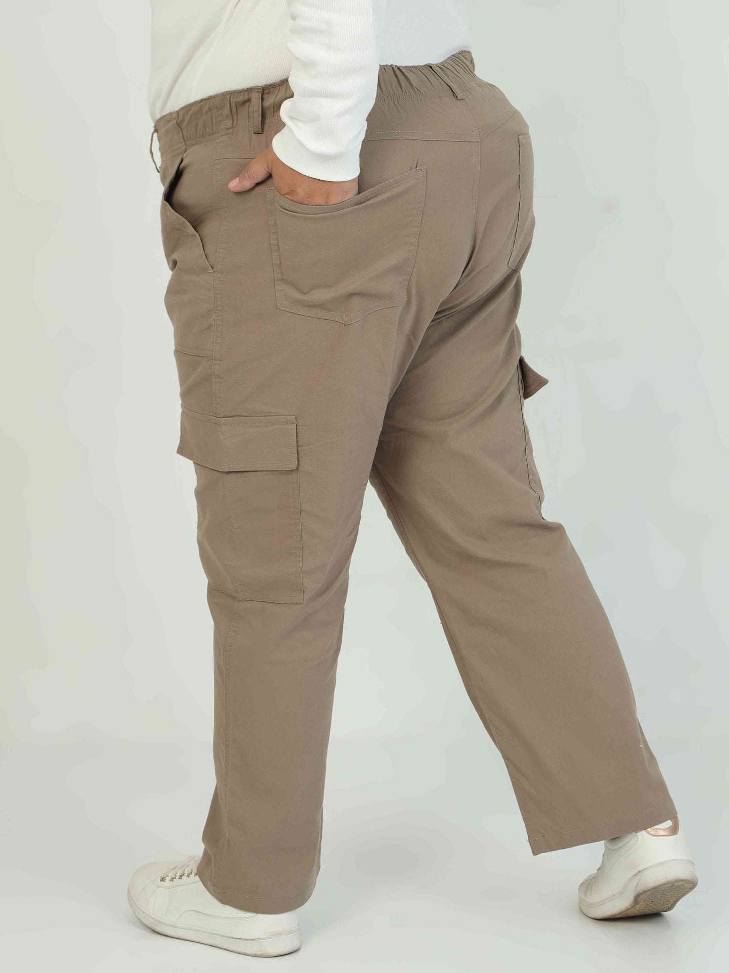 Women Curve Cargos-Beige