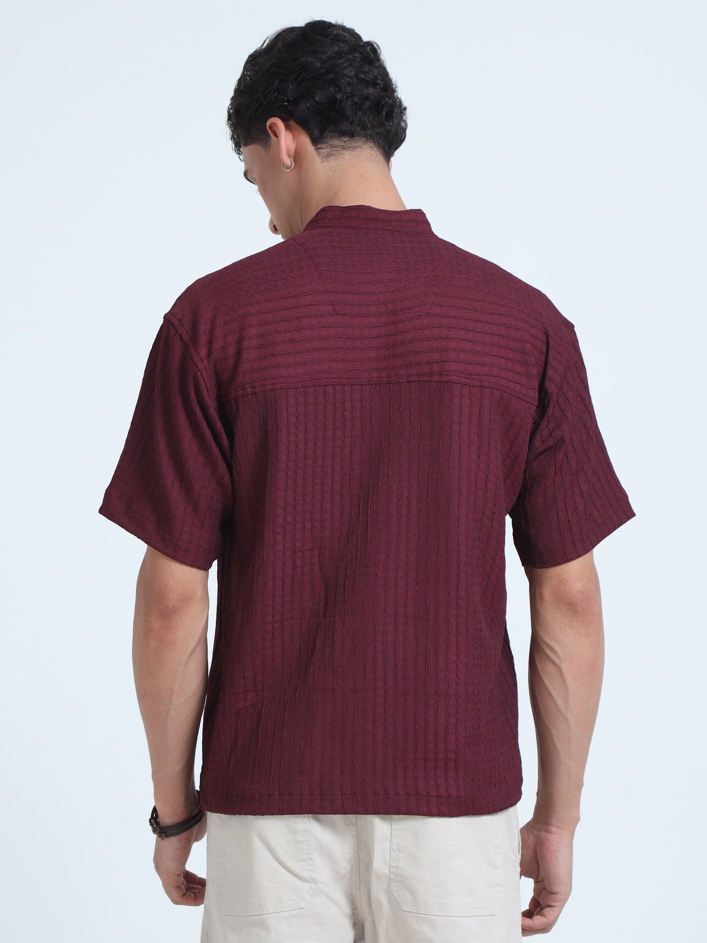 Men Summer Floruit Shirts-Maroon