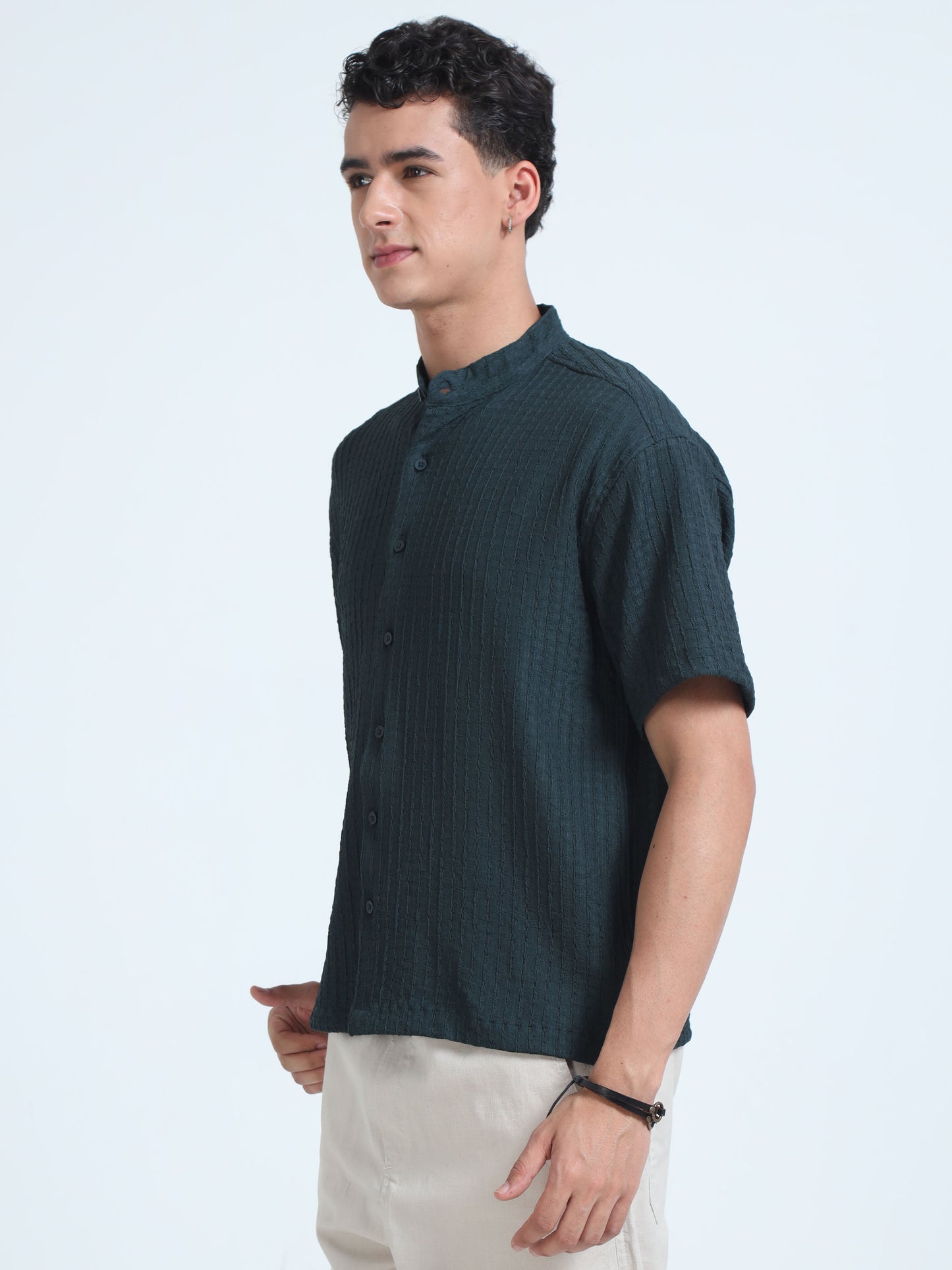 Men Summer Floruit Shirts-Olive