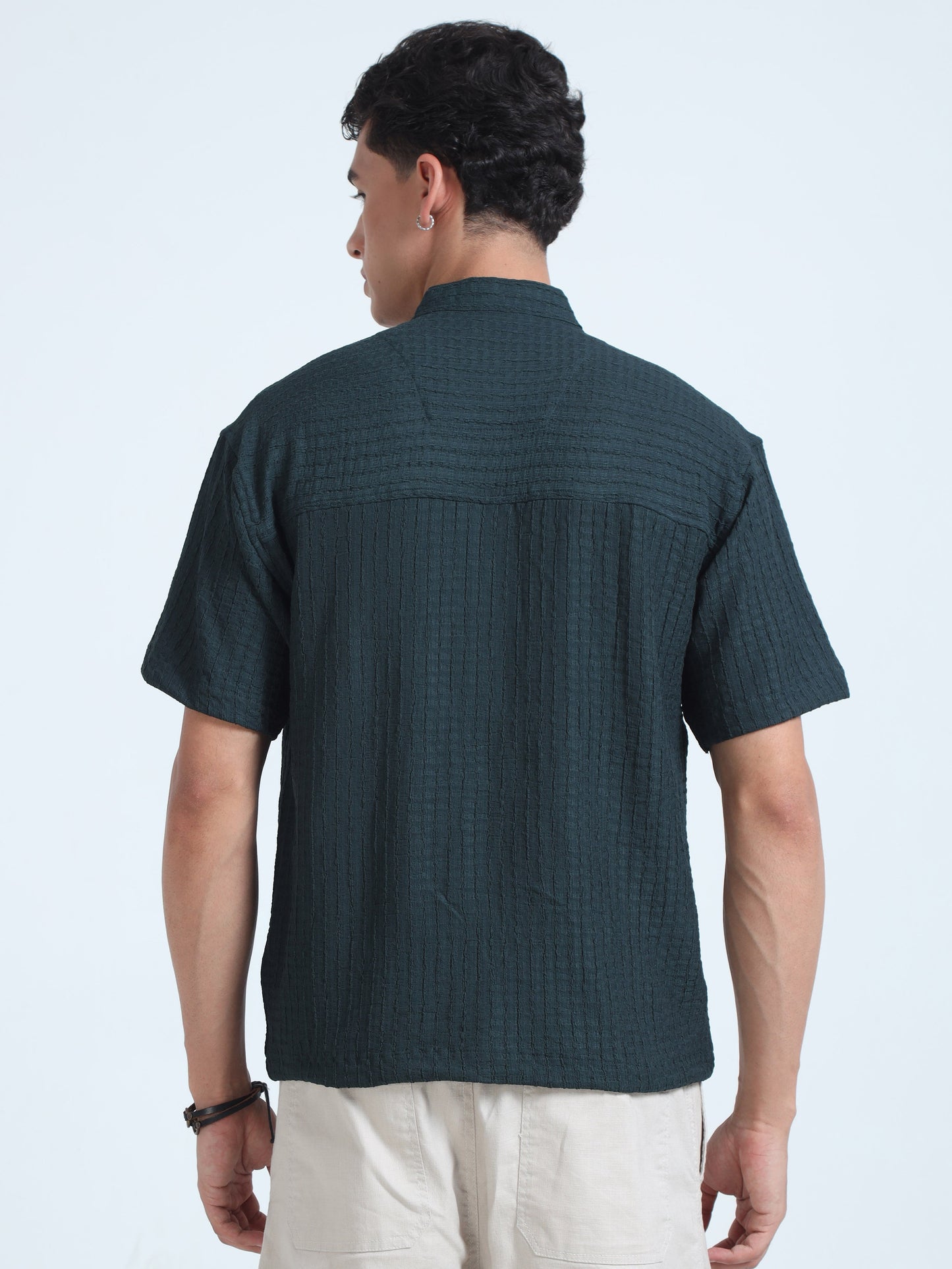 Men Summer Floruit Shirts-Olive