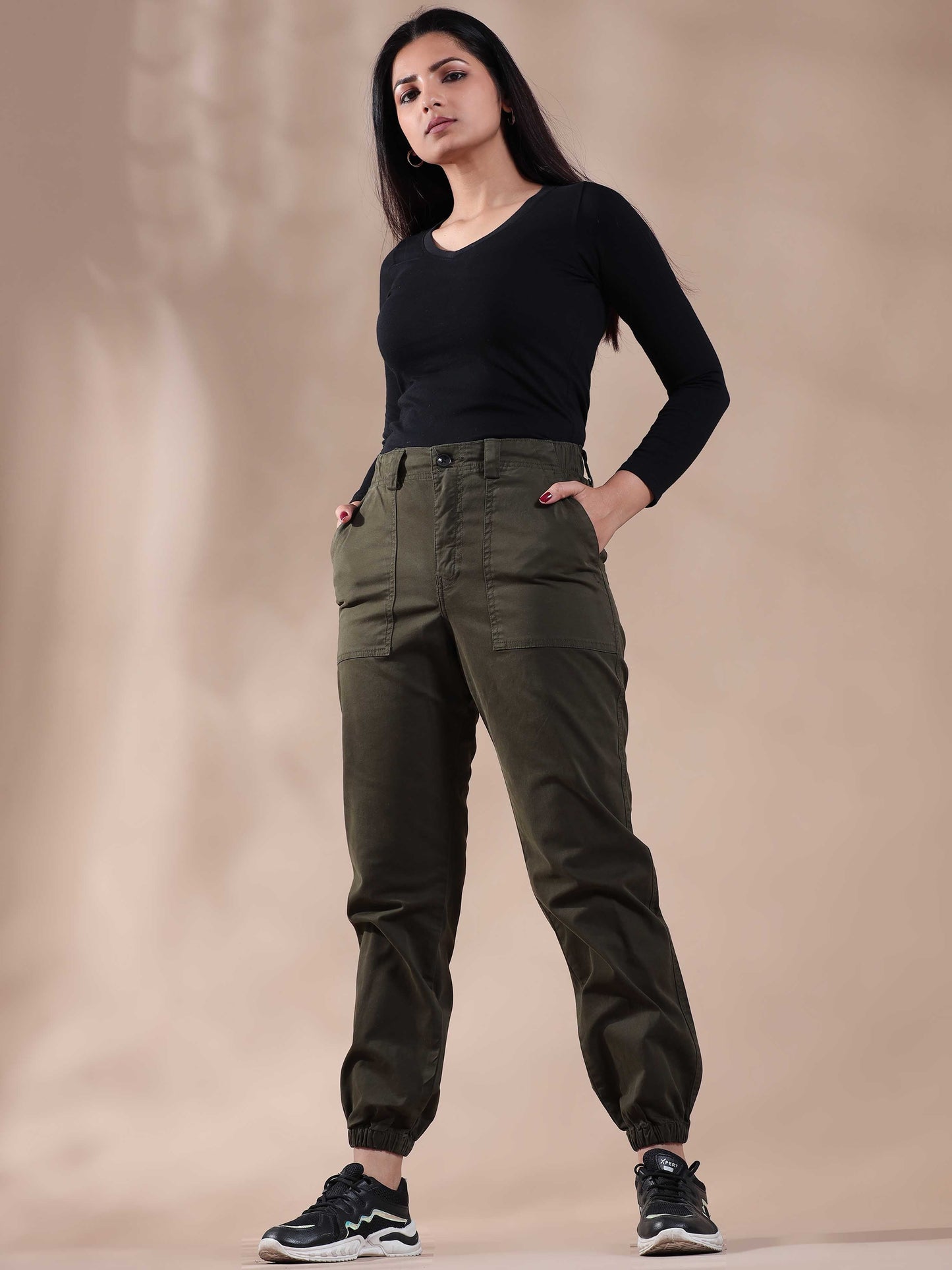 Women Vintage Olive Jogger Pants