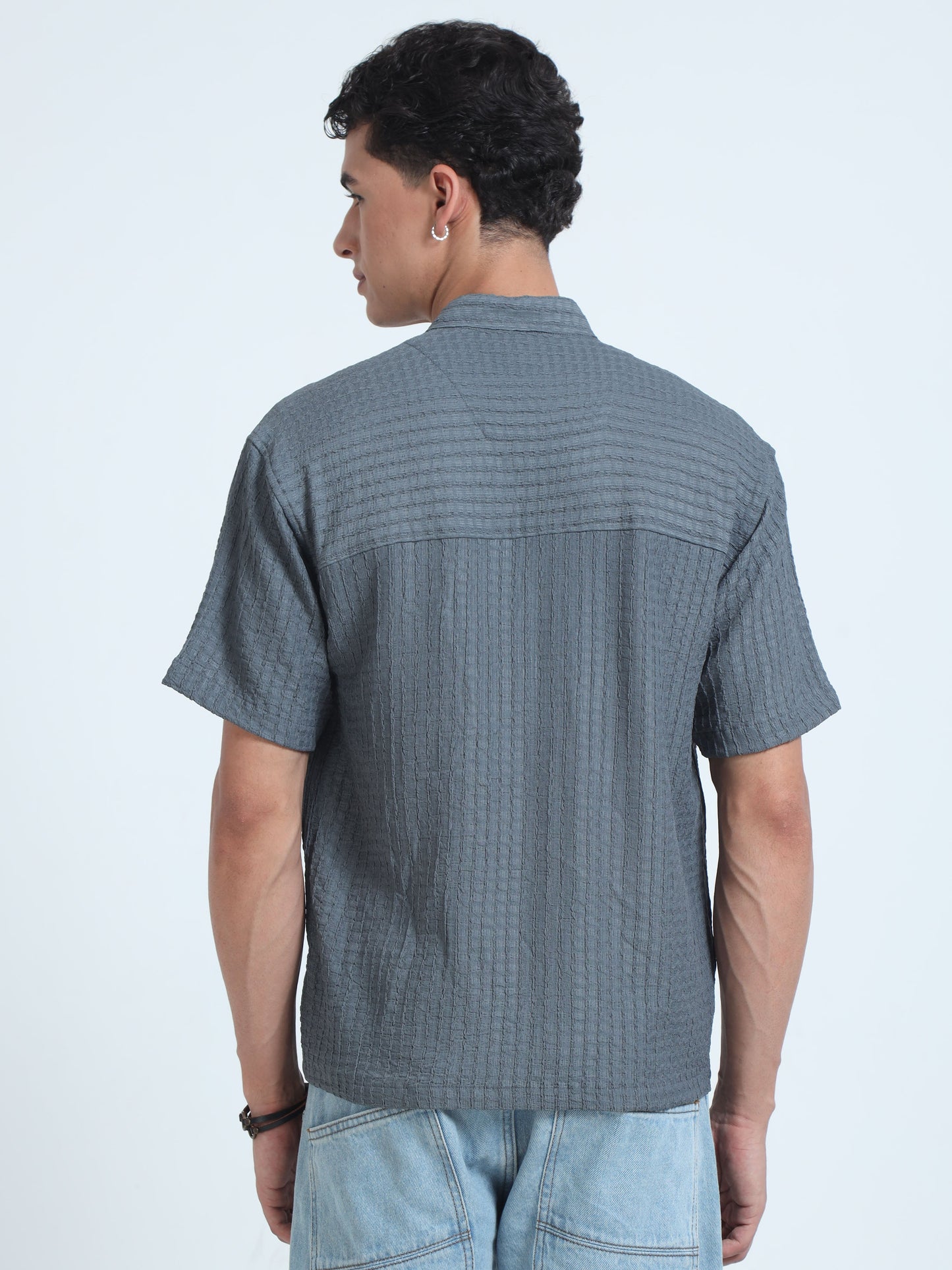 Men Summer Floruit Shirts-Grey