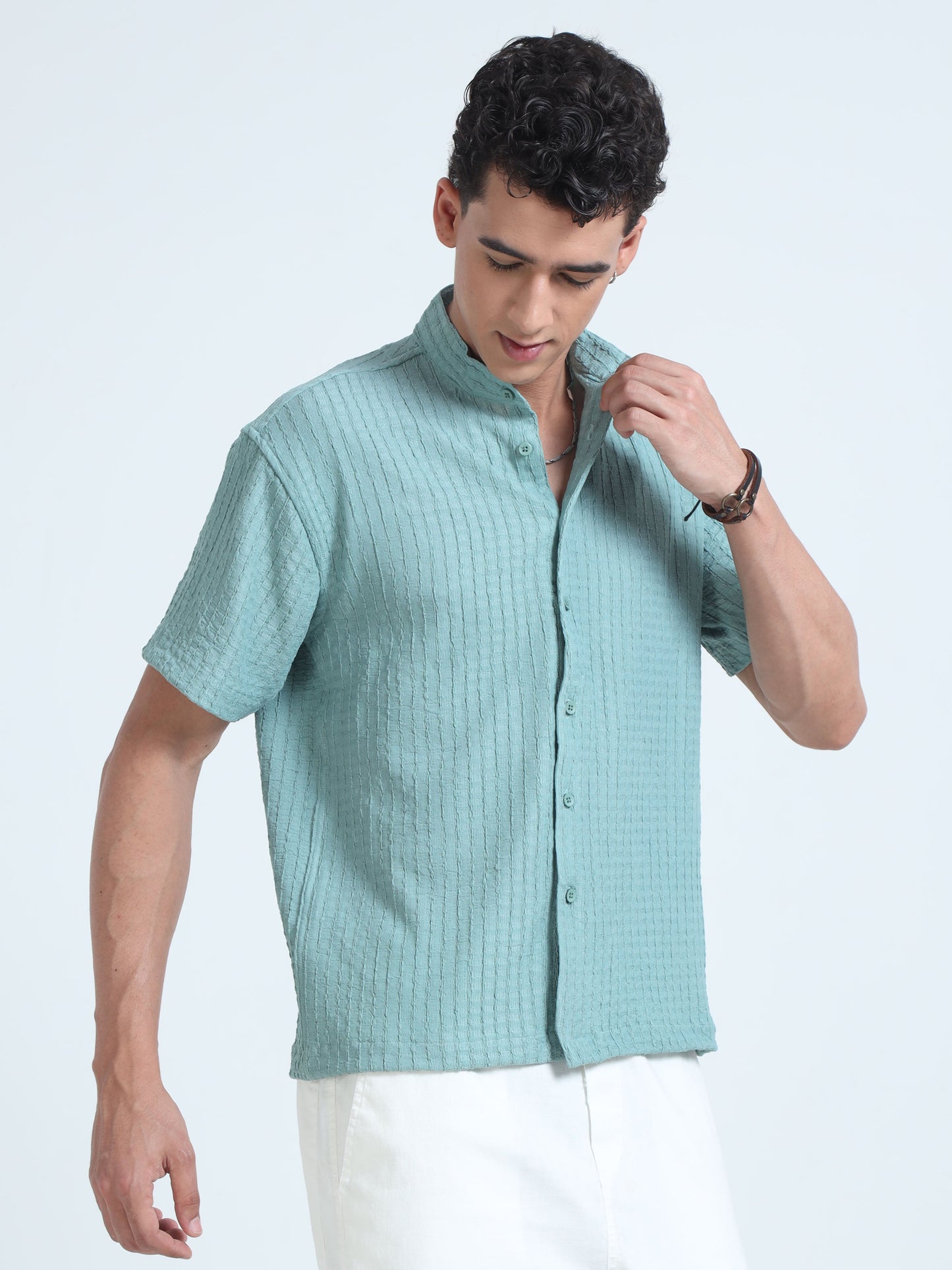 Men Summer Floruit Shirts-Mint