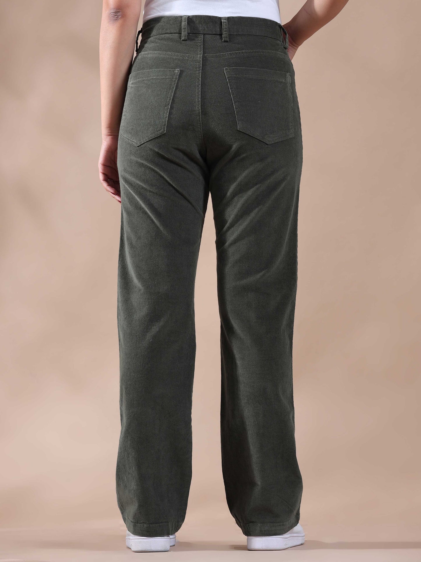 Women Corduroy Trousers- Olive