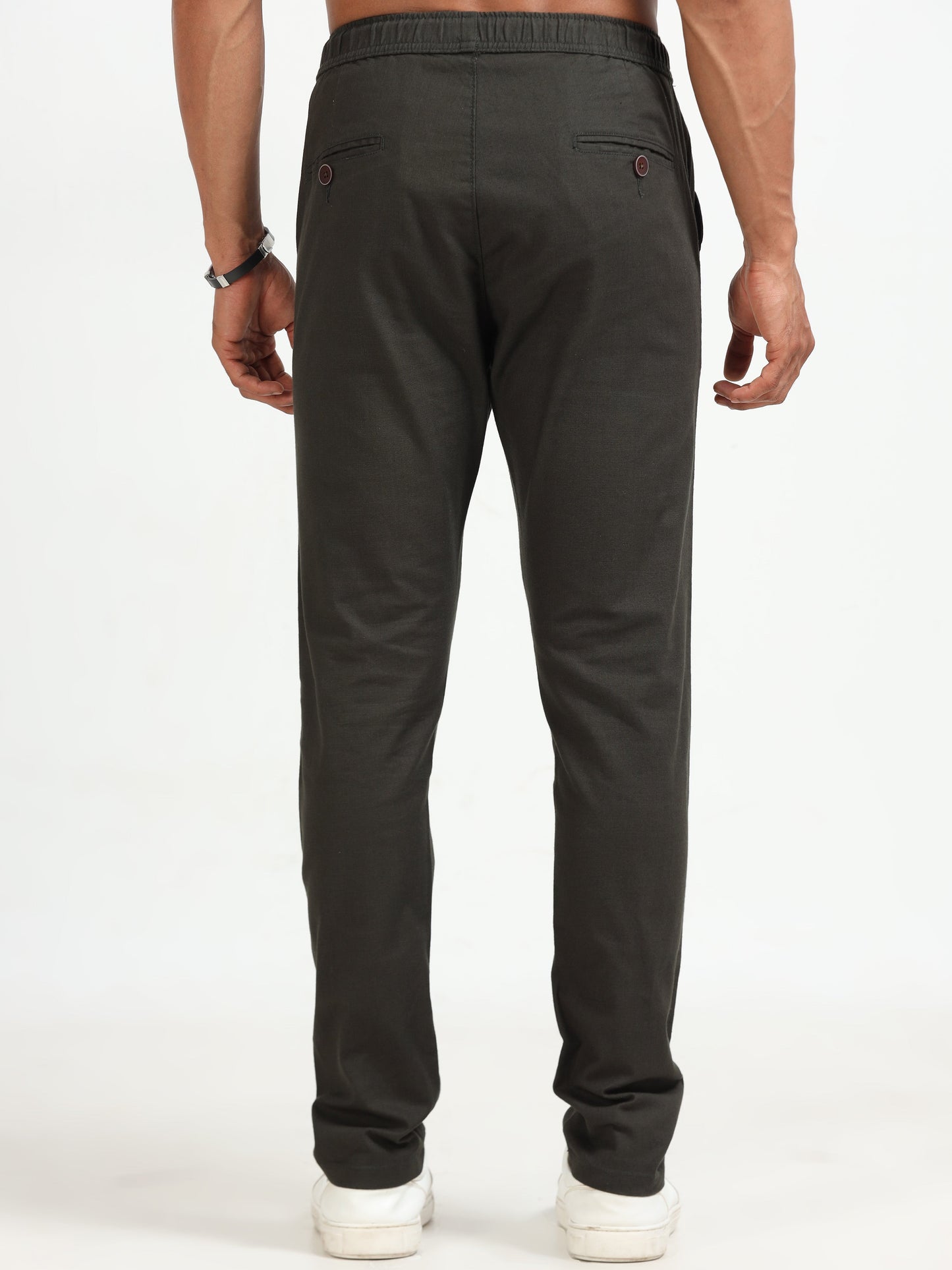 Men Linen Traveller Pant-Olive