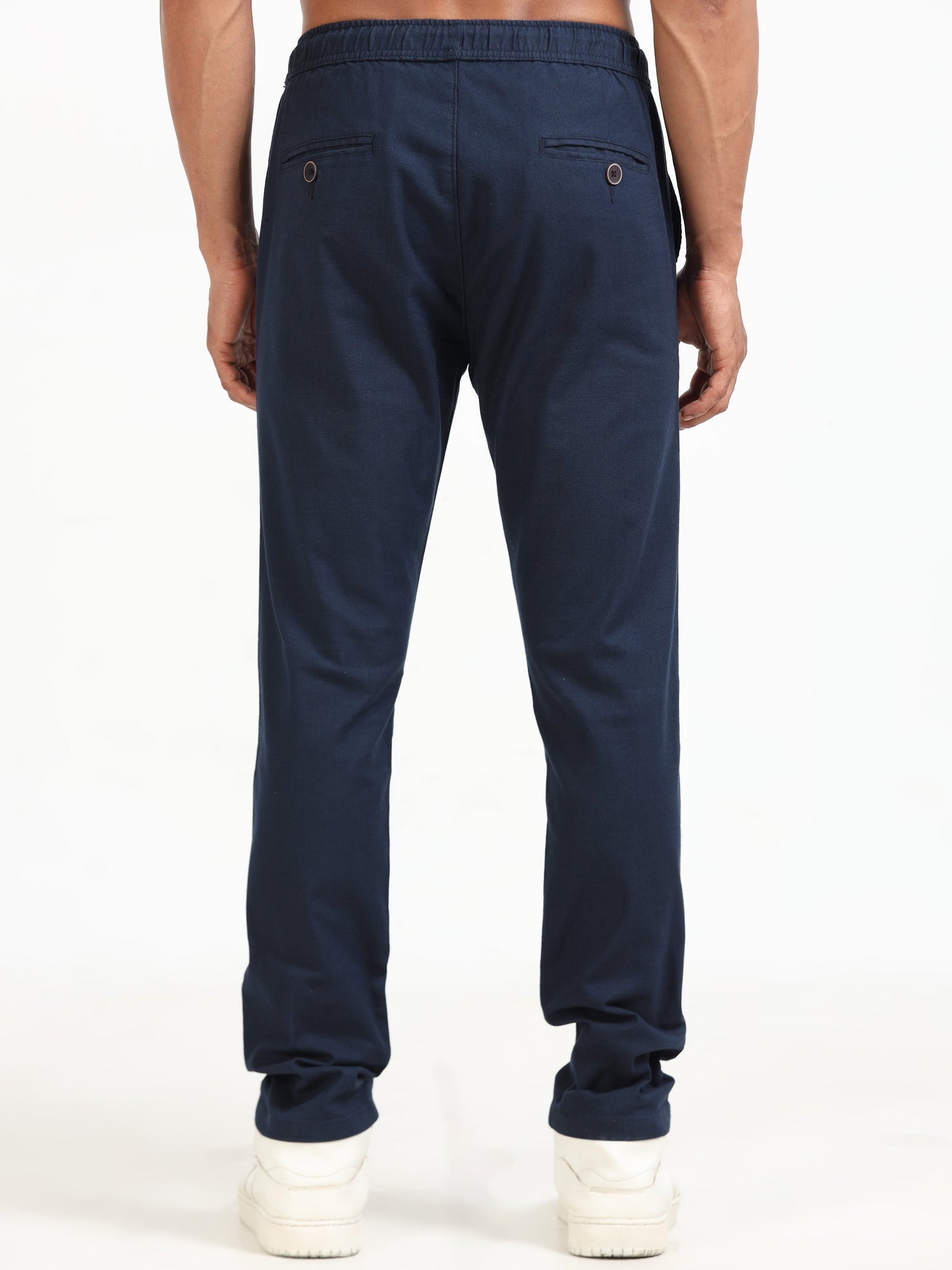 Men Linen Traveller Pant-Navy
