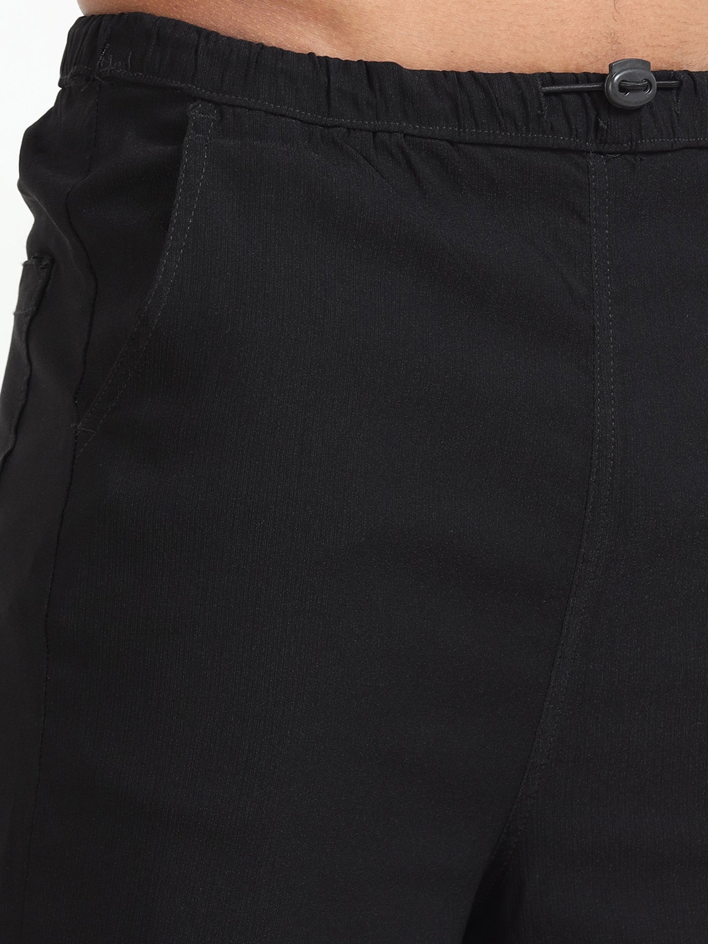 Men Parachute Trousers-Black
