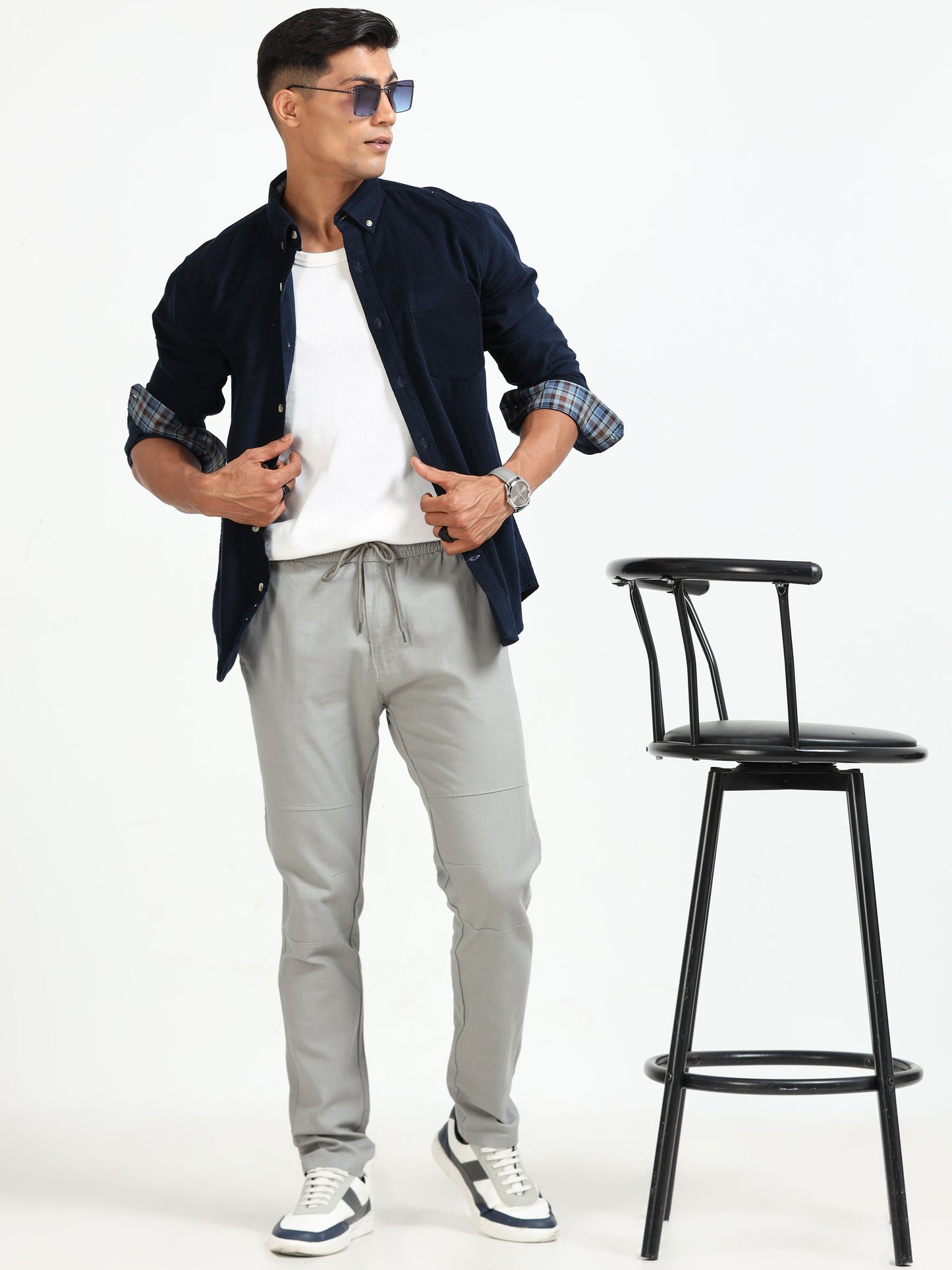 Men Linen Traveller Pant-Stone