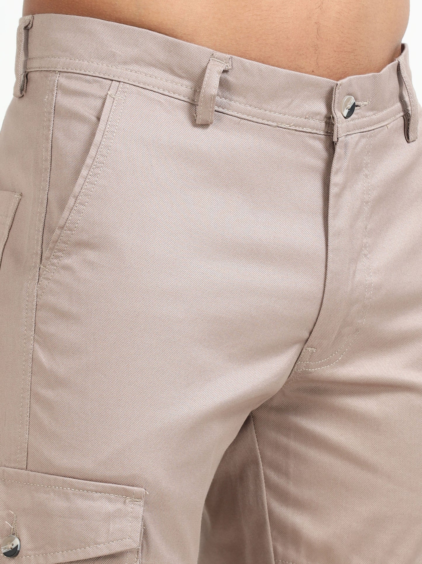 Men Popcorn Dobby Cargo-Khakhi