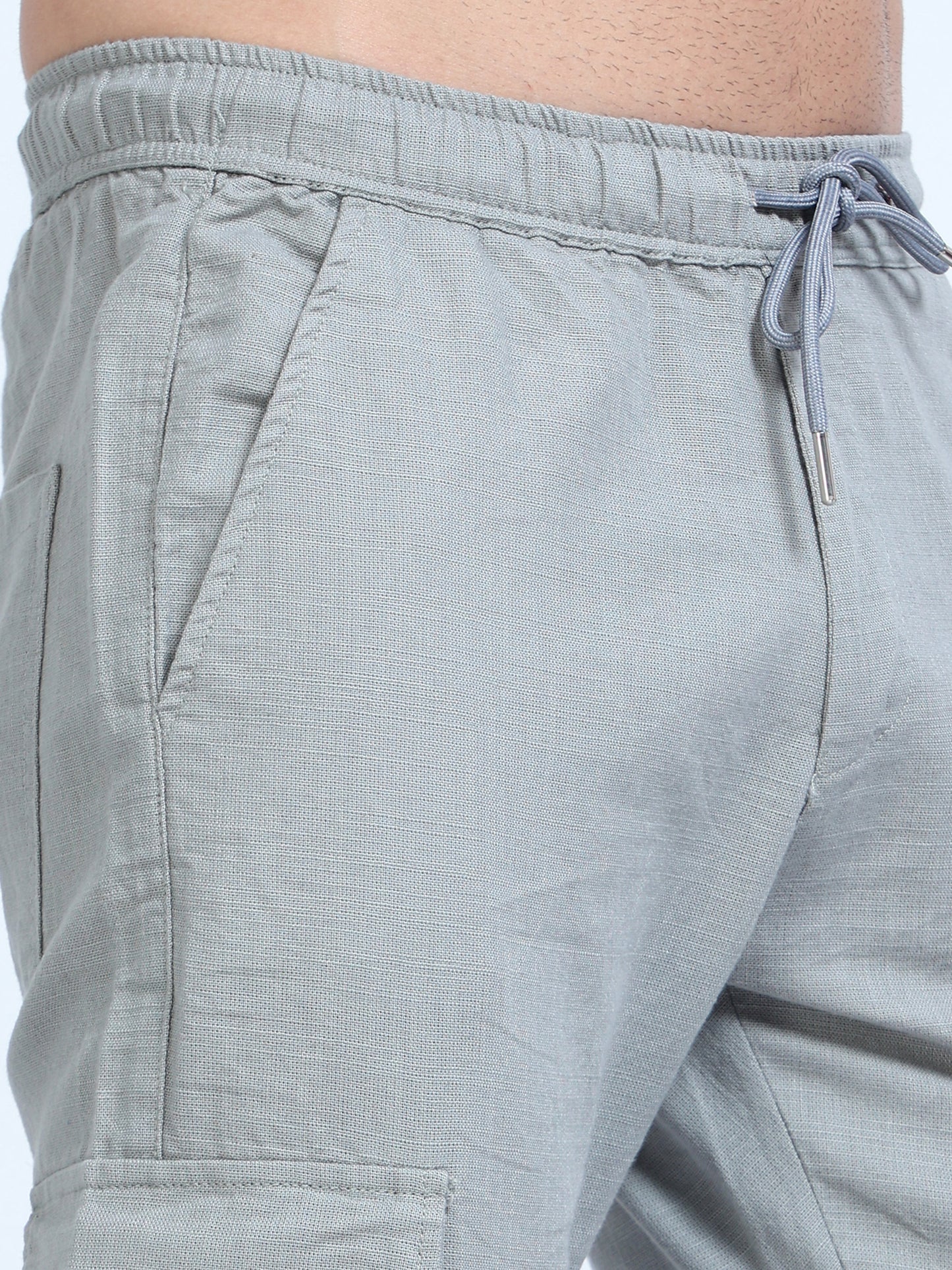 Men Lazy Linen Pants-Light Green
