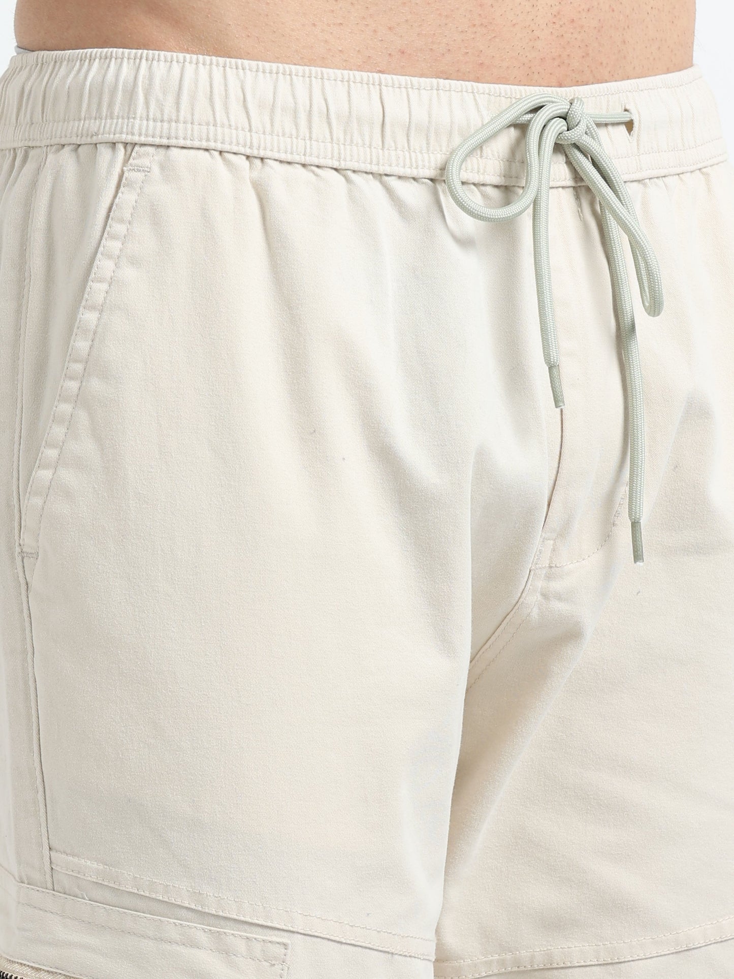 Men Zipper Cargo-Cream