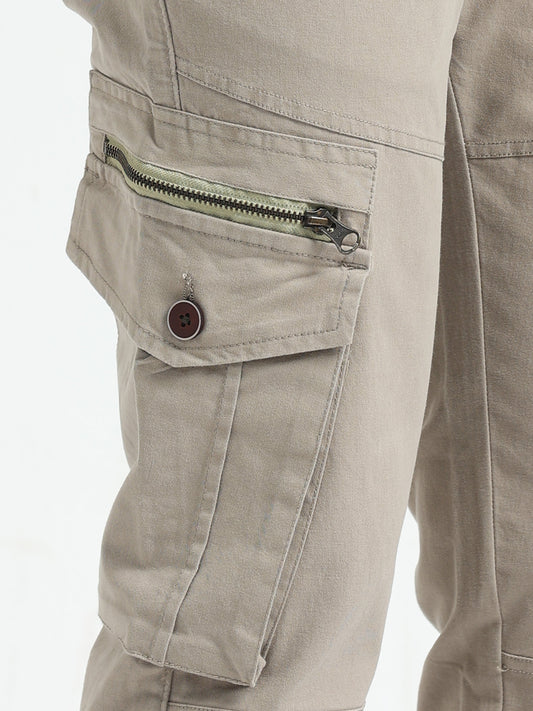 Men Zipper Cargo-Khakhi