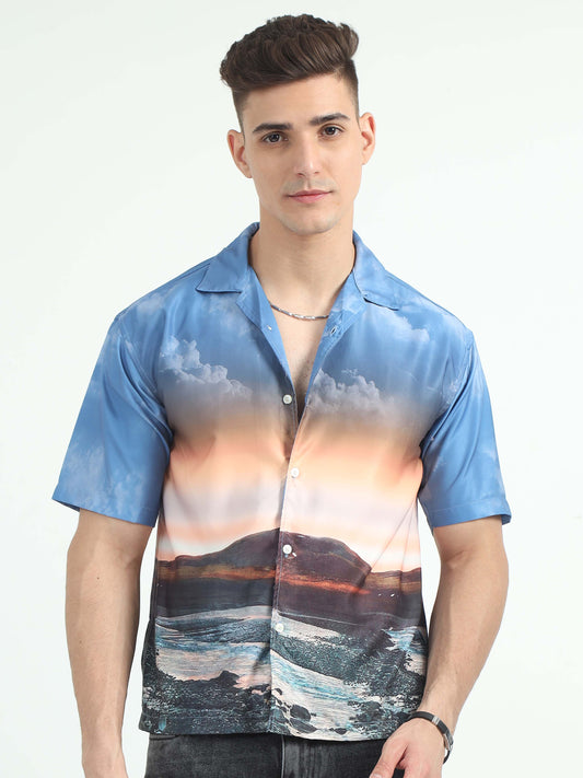 Men Dusk Skyline Oversized Shirt-Dusk Skyline