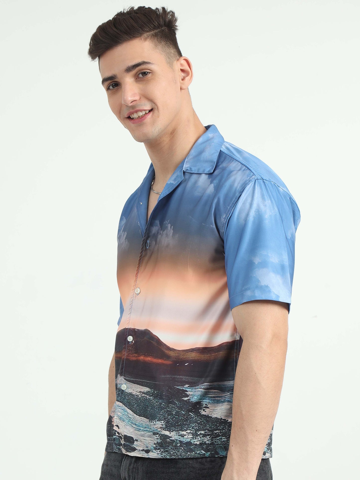 Men Dusk Skyline Oversized Shirt-Dusk Skyline