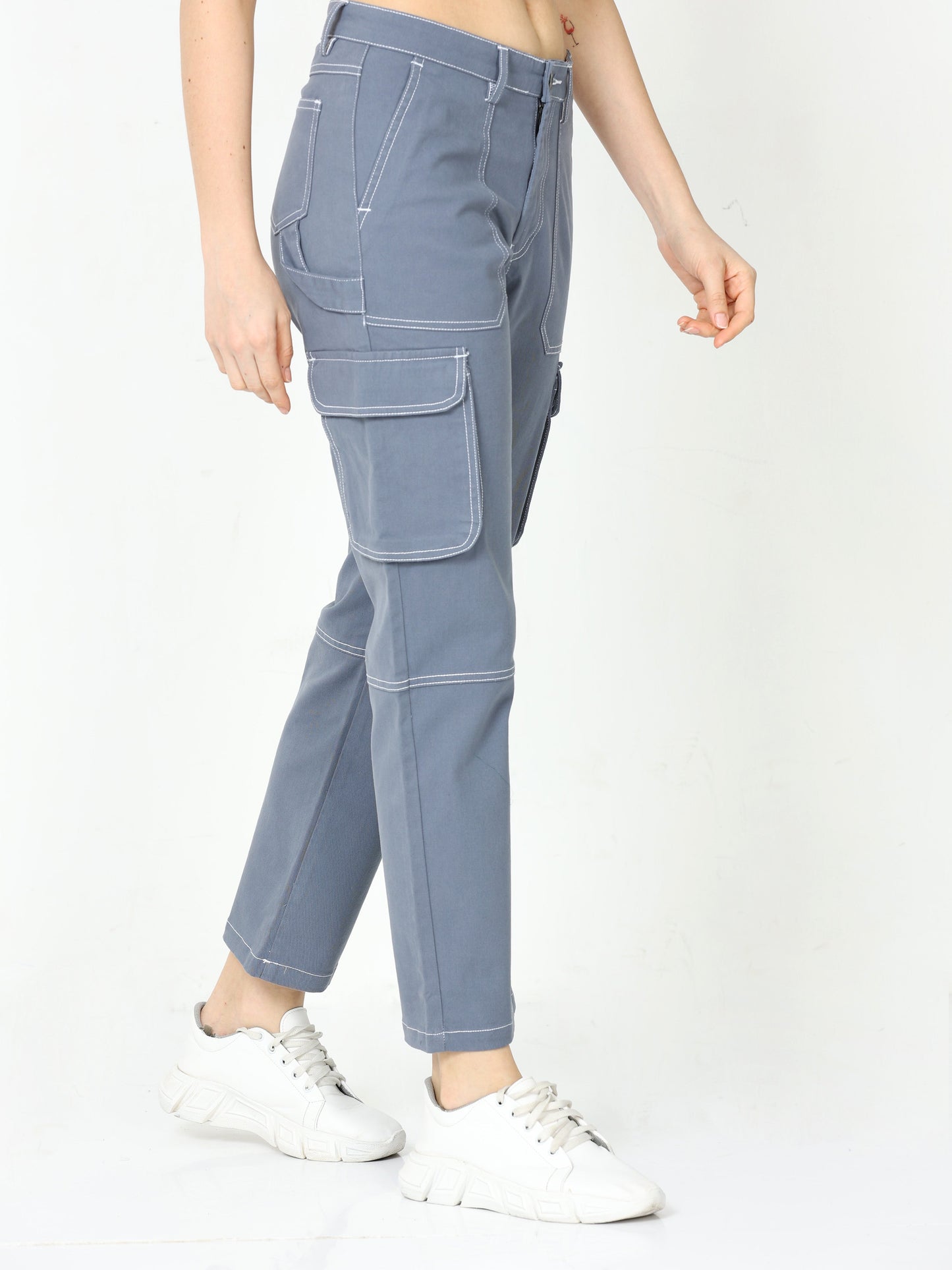 Classic Grey Cargo Pants Womens