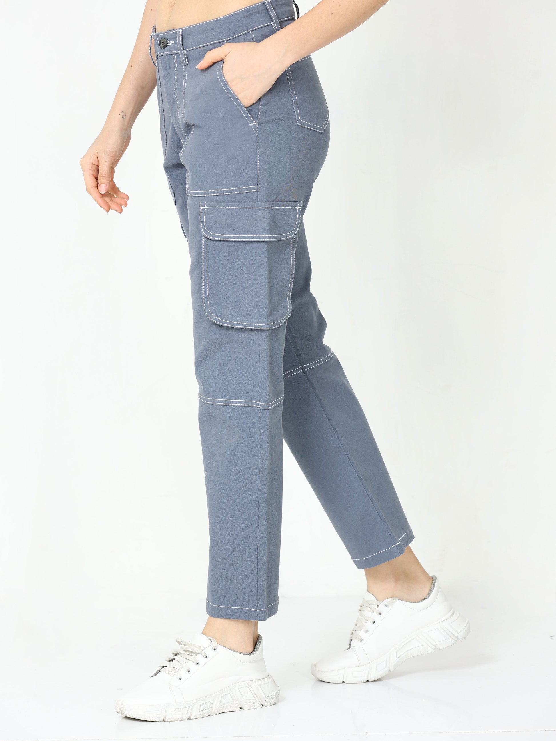 Classic Grey Cargo Pants Womens