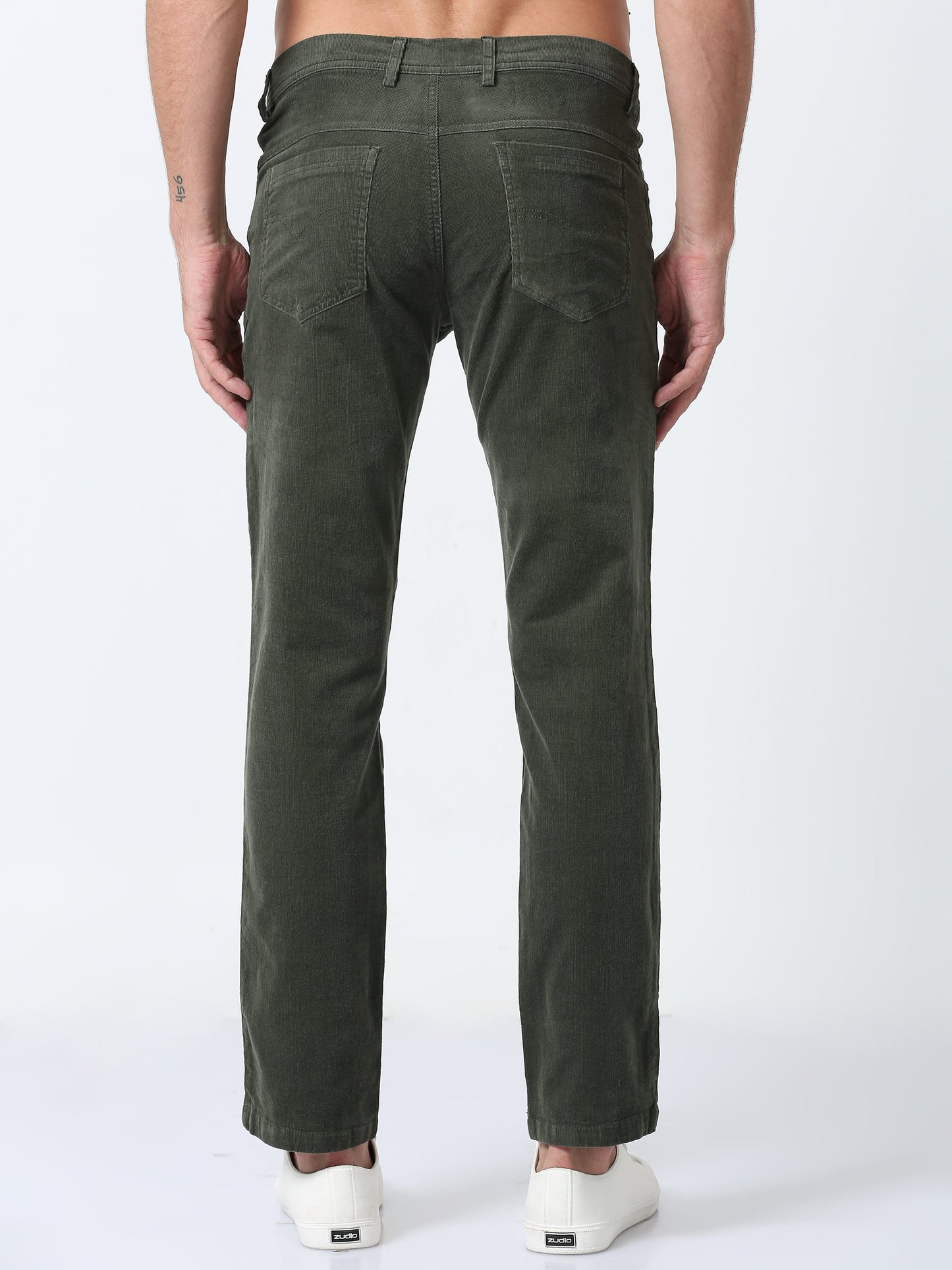 Men Corduroy Trousers-Olive