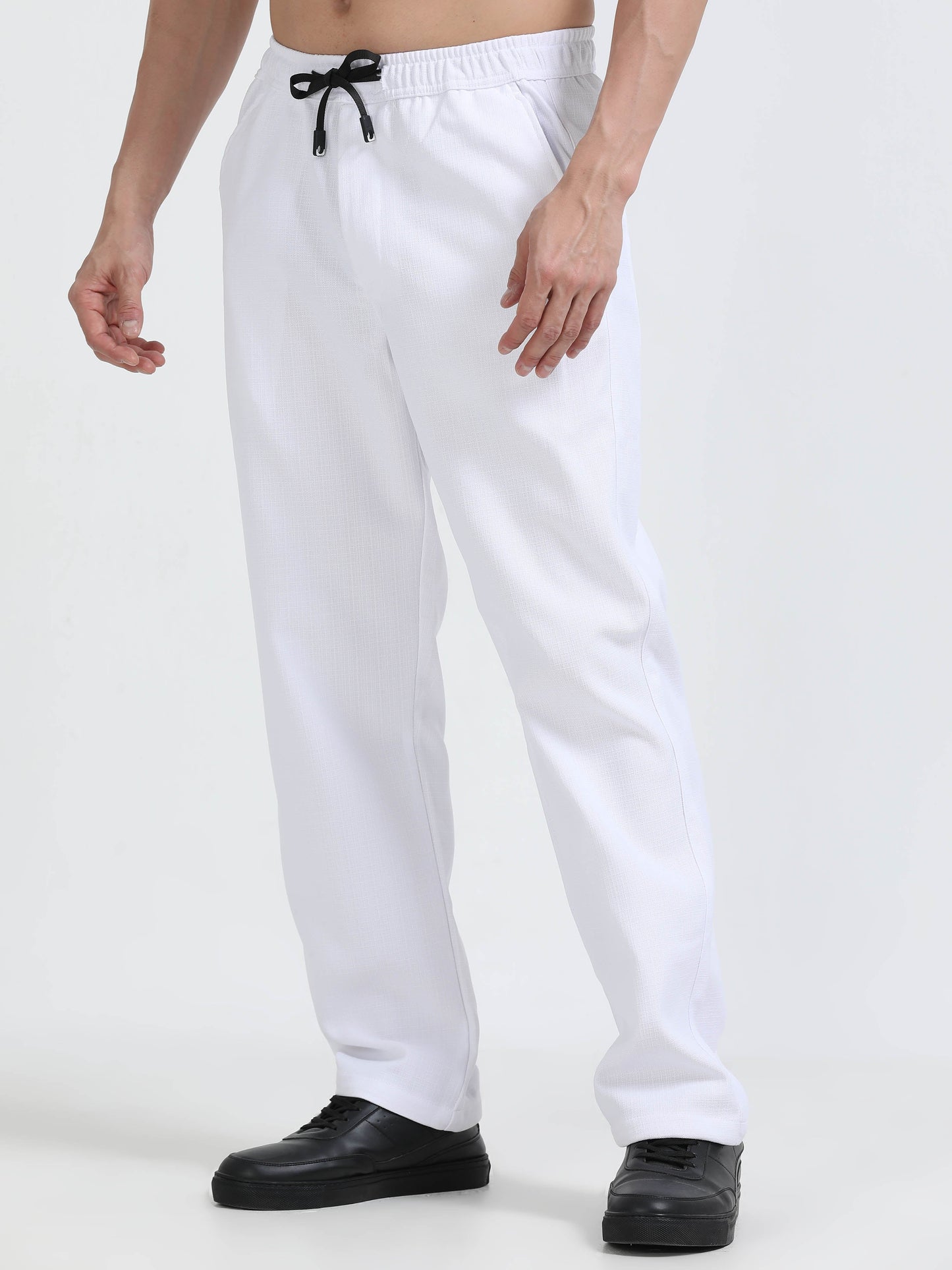 Men Lazy Linen Traveller Trouser-White