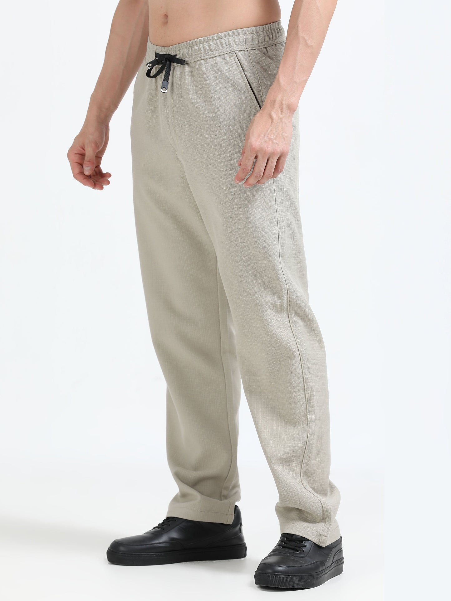 Men Lazy Linen Traveller Trouser-Beige