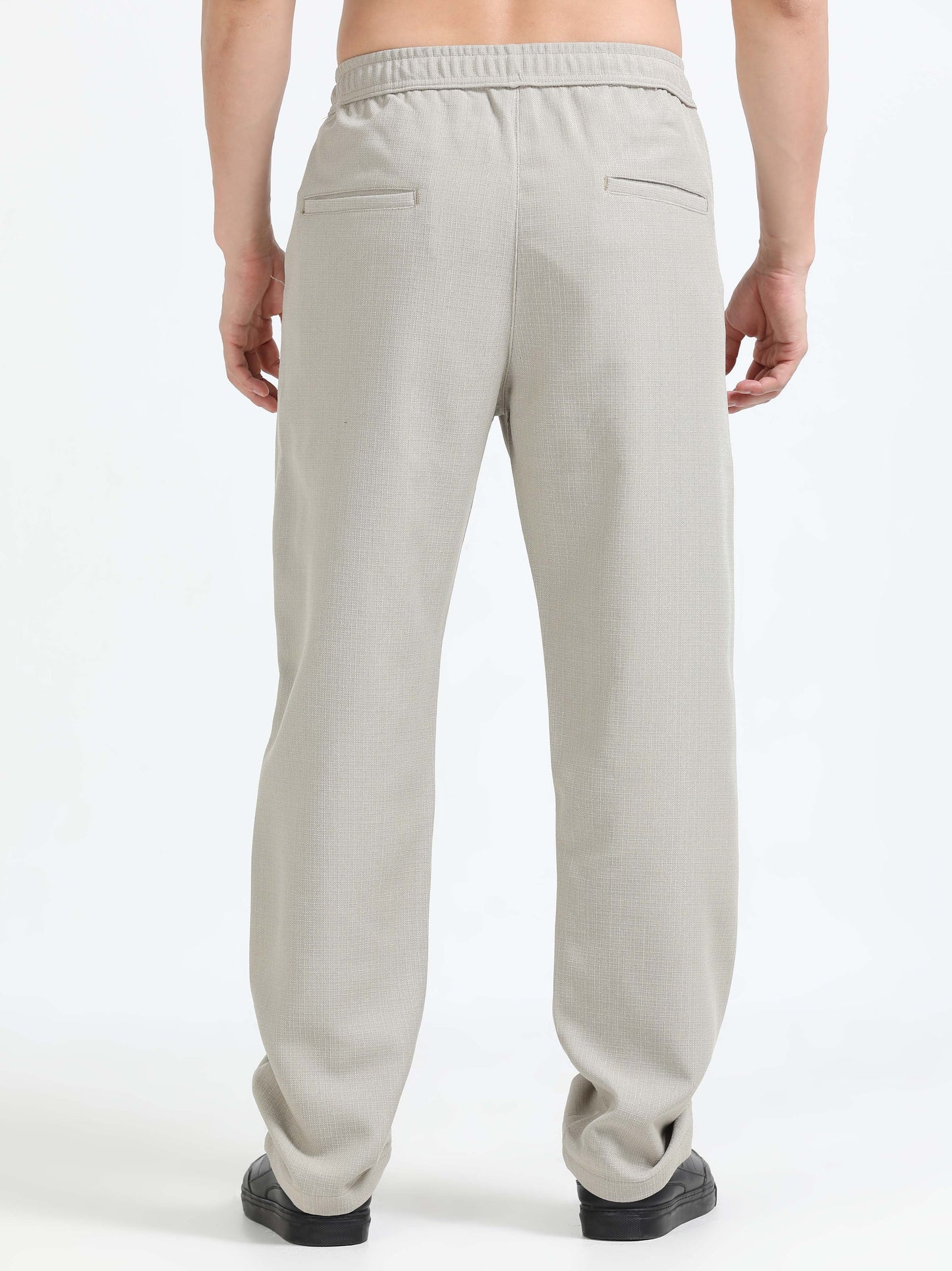 Men Lazy Linen Traveller Trouser-Beige