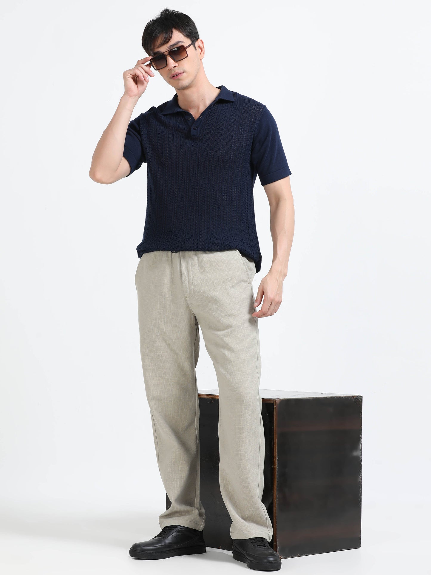 Men Lazy Linen Traveller Trouser-Beige