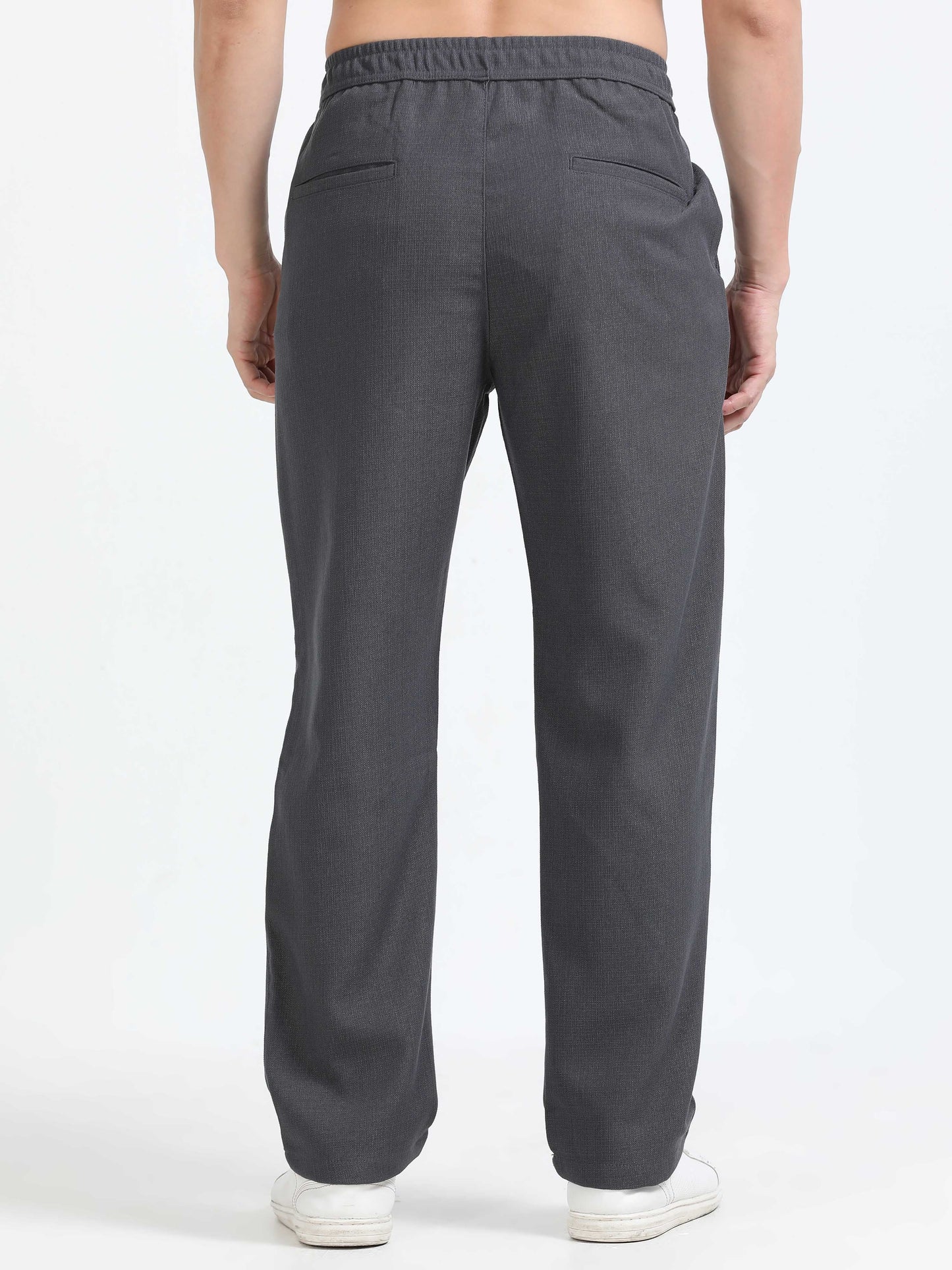 Men Lazy Linen Traveller Trouser-Grey