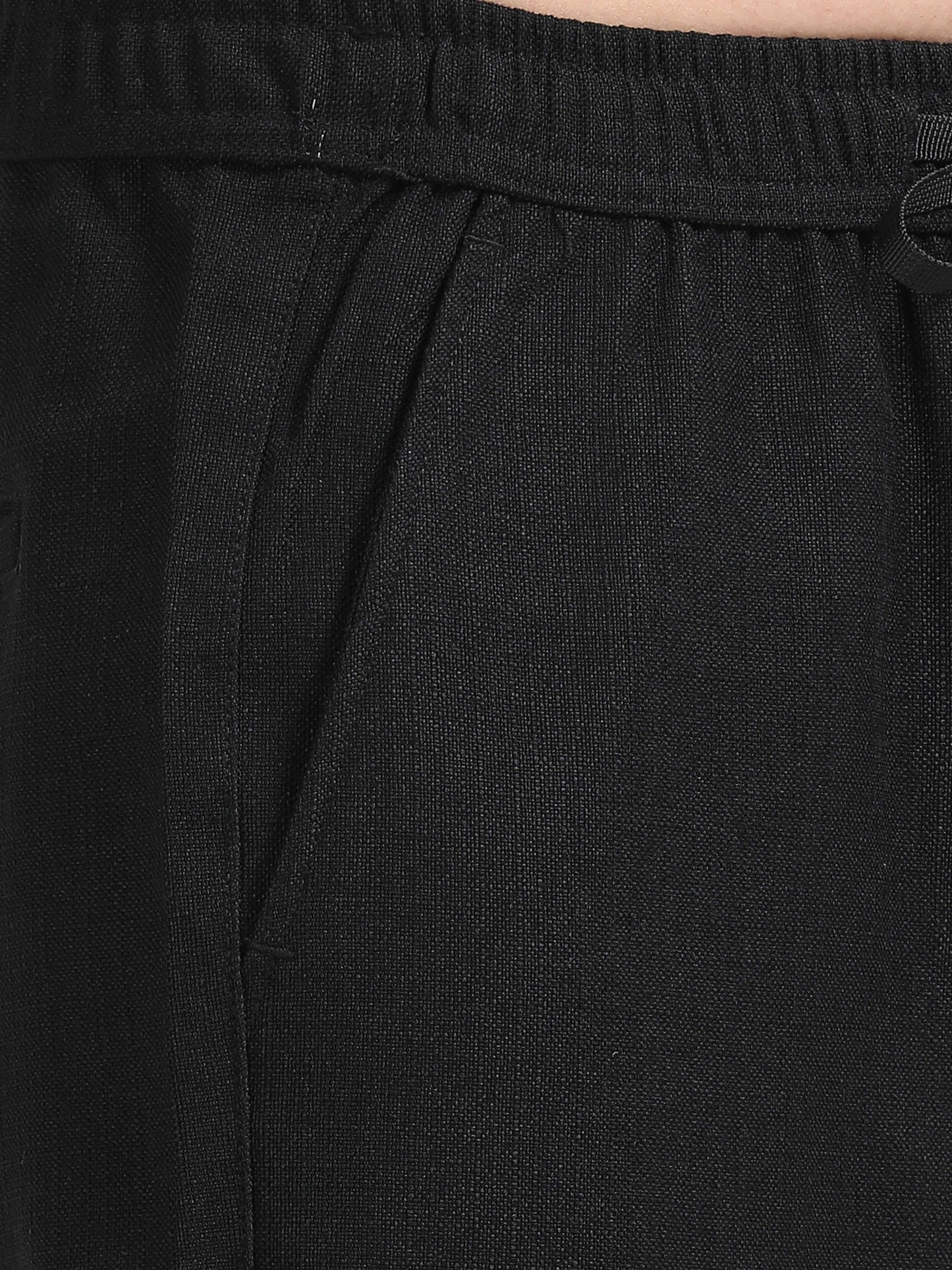 Men Lazy Linen Traveller Trouser-Black