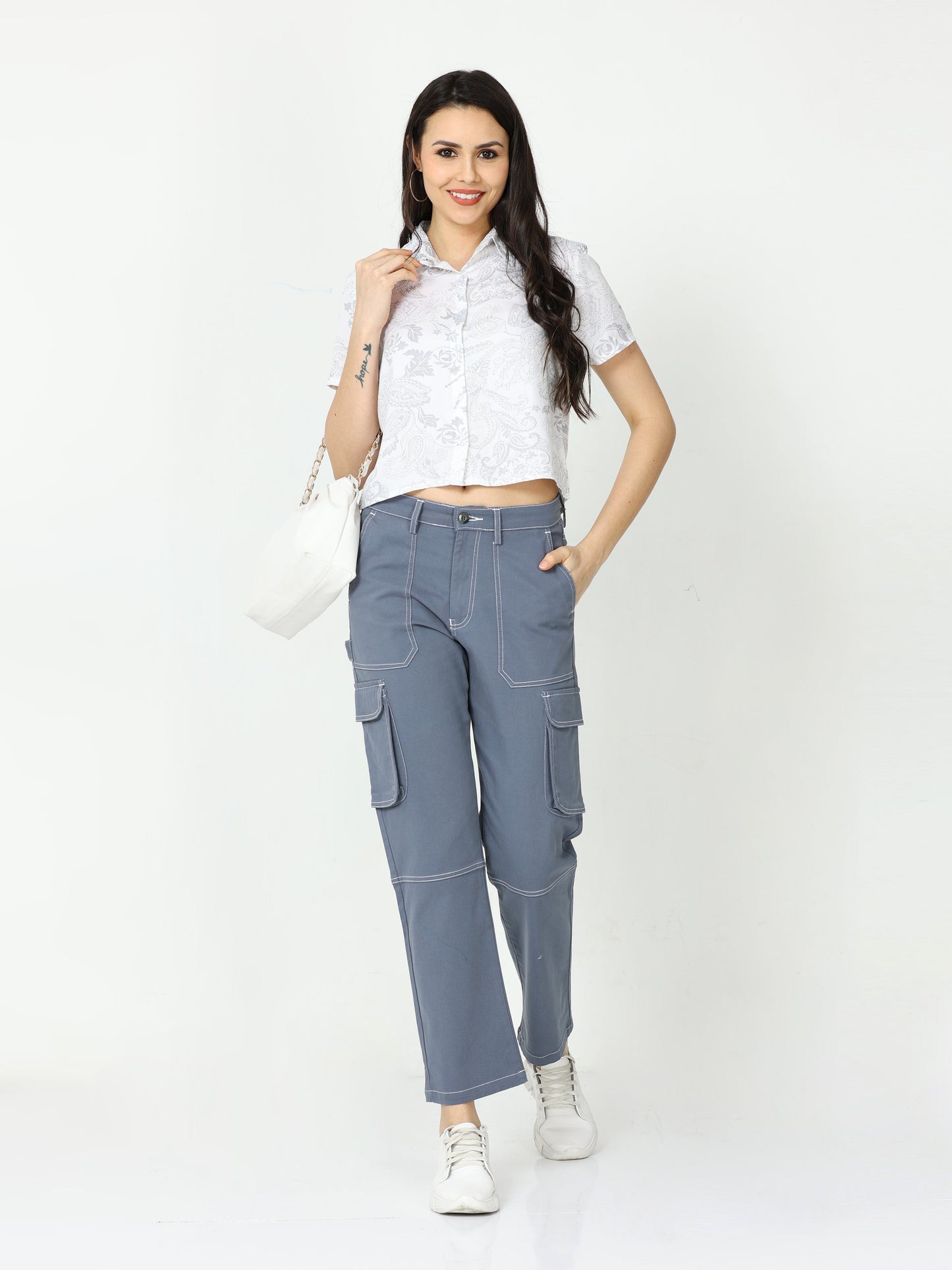 Classic Grey Cargo Pants Womens