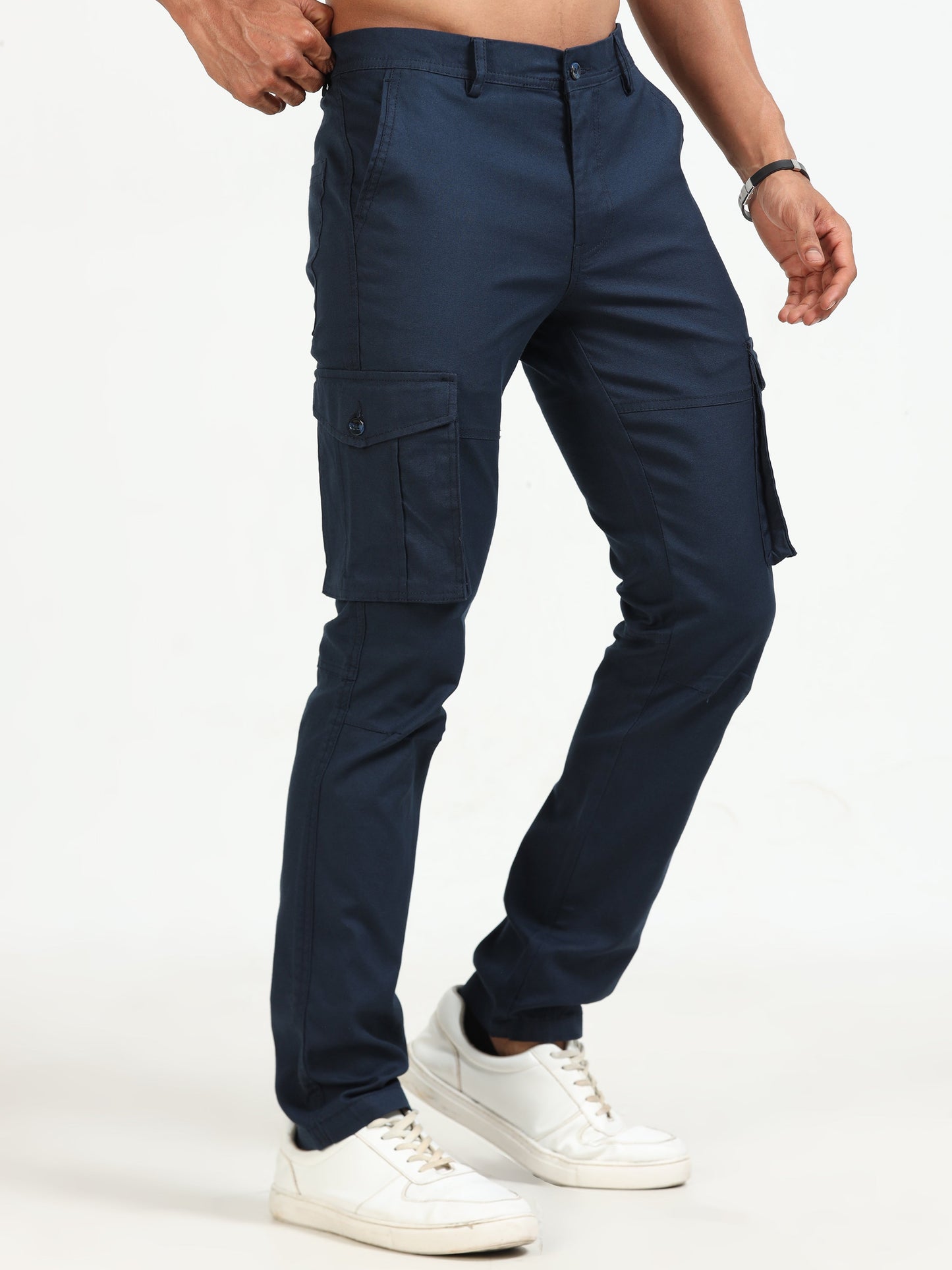 Men Popcorn Dobby Cargo-Navy
