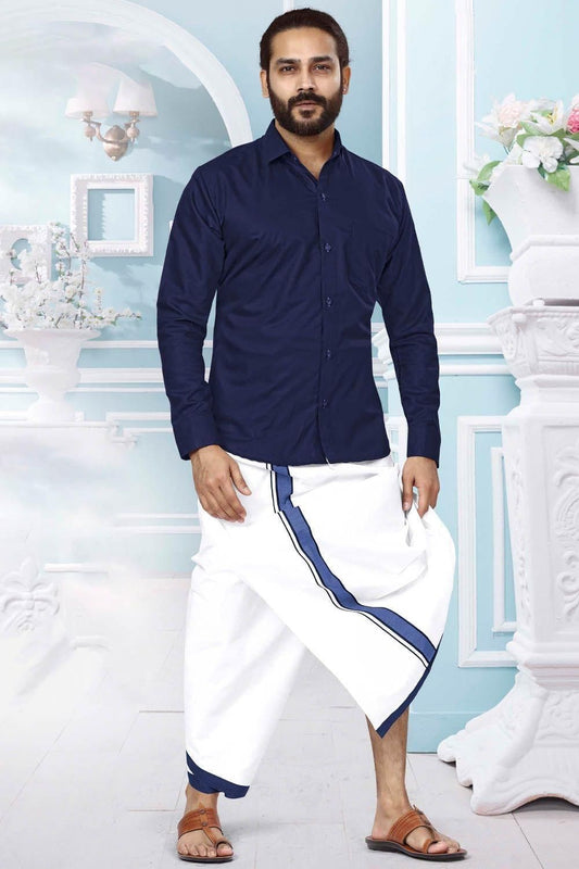 Men Dhoti Set Violet-Full Sleeve