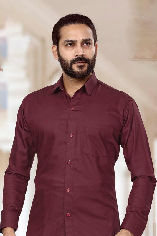Men Dhoti Set Maroon-Half Sleeve