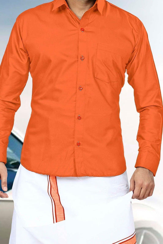 Men Dhoti Set Orange-Half Sleeve