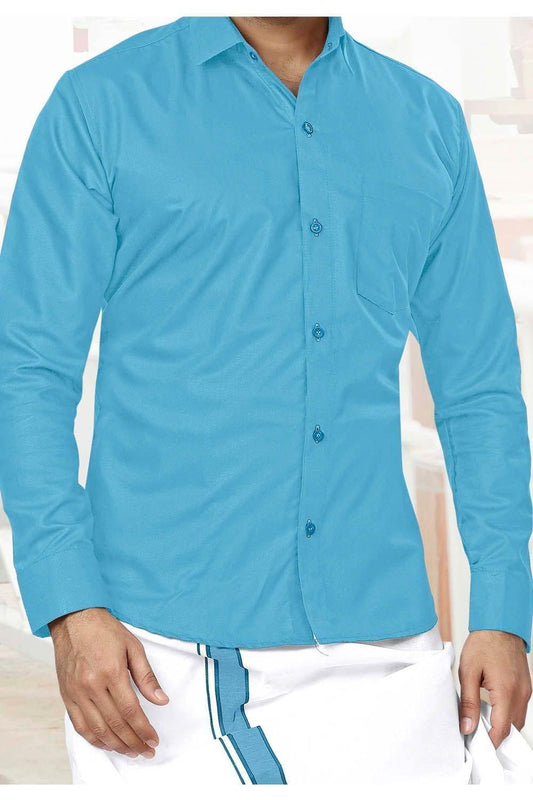 Men Dhoti Set Sky Blue-Full Sleeve