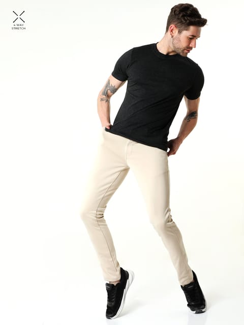 Stretchable Ivory Lycra Trouser