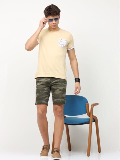 Olive Flatfront Slim Shorts 21USS0022