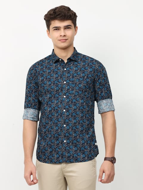 Navy Full Sleeve Print Shirt 22USH0276