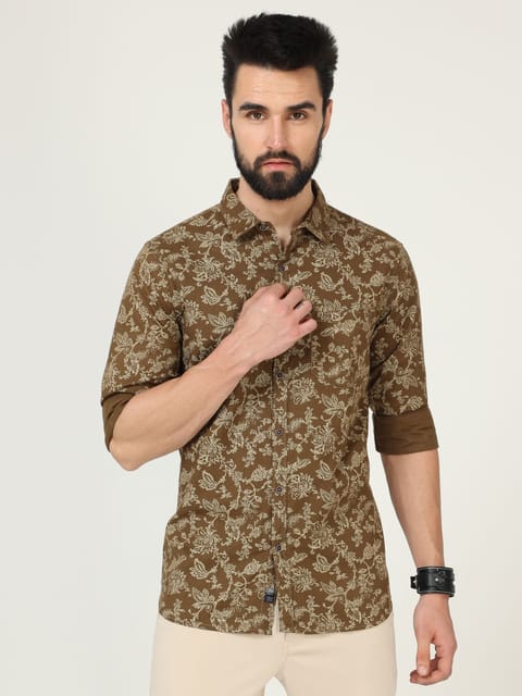 Green Full Sleeve Print Shirt 22USH0341