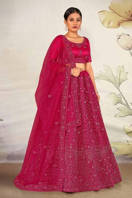 Gajiwala Womens Net Lehenga Pink 8389