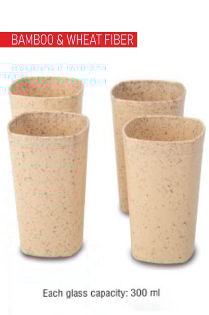 PUTHUSU BAMBOO WATER GLASSES 300 ML SET OF 4 GLASS H 189