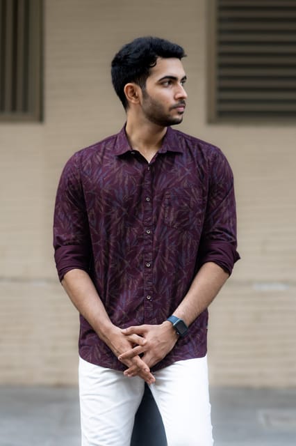 Burgundy Crimson Patterned Shirt