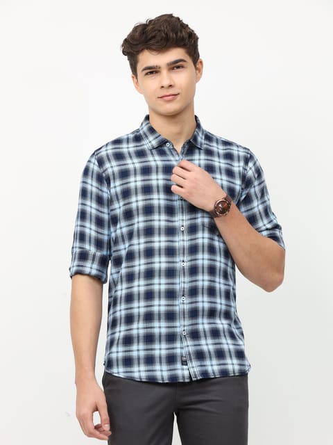 White Full Sleeve Checks Shirt